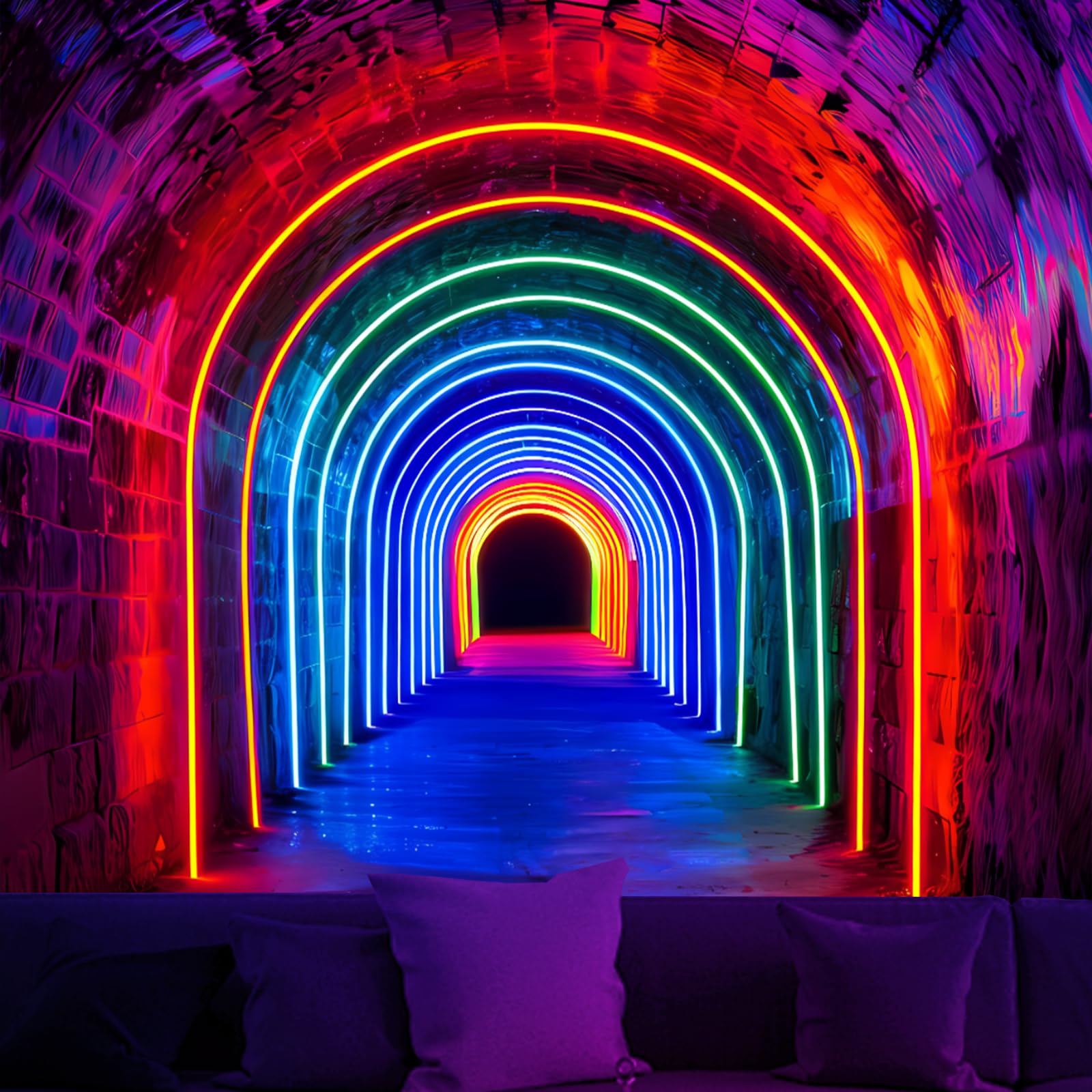 Avinyl Blacklight 3D Wall Tapestry for Bedroom, Glow in the Dark Funny Posters Tapestries for Gamer Teens, UV Reactive Cool Backdrop for Living Gaming Room Dorm Festival Decor 51in X 60in