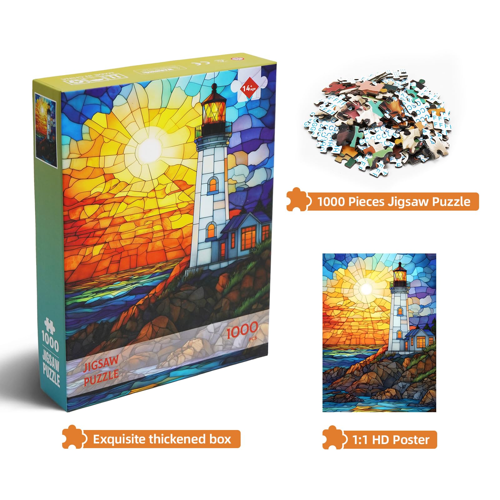 Puzzle coloré en vitrail – Puzzle Impossible de 1000 pièces pour Adultes – Puzzle d'aventure (50 x 70,1 cm)