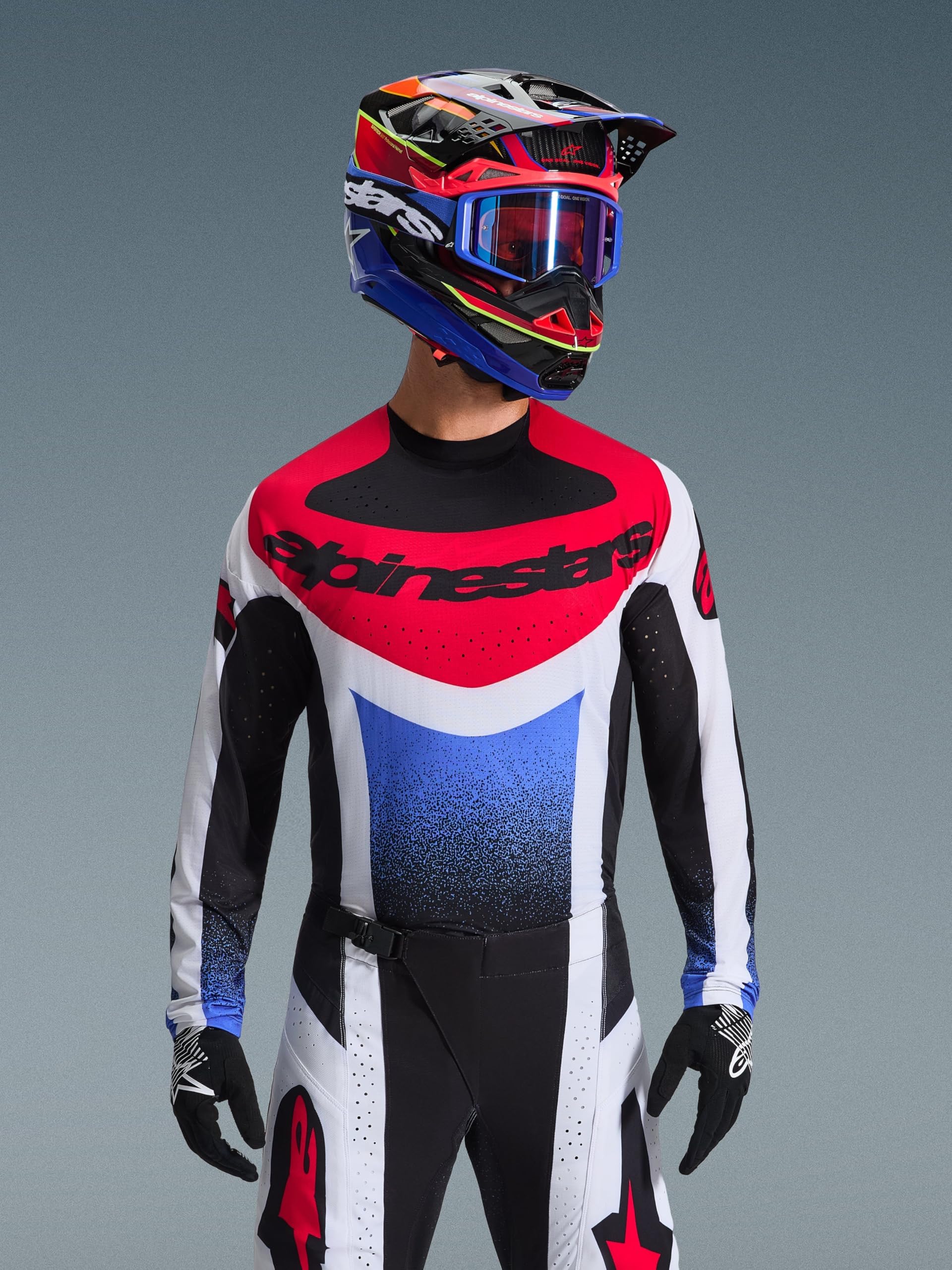 Alpinestars Techstar KNIF Maglia da motocross, nero/bianco/rosso, S
