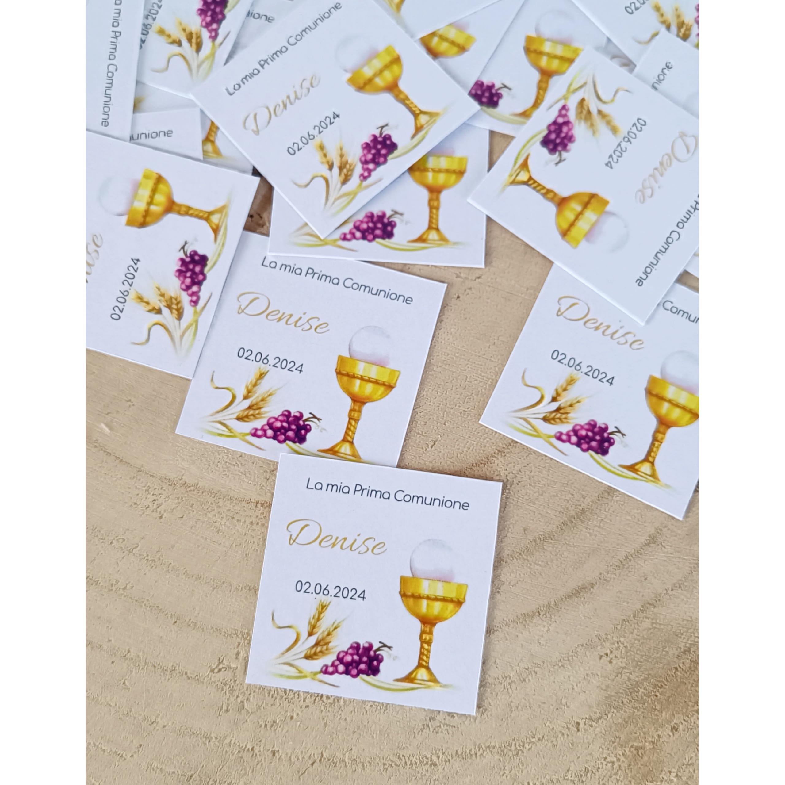 Etichette Personalizzate Per Bomboniere - 24 Pezzi Tondi, Cartoncino 250 Gr, Made In Italy - Foto 9