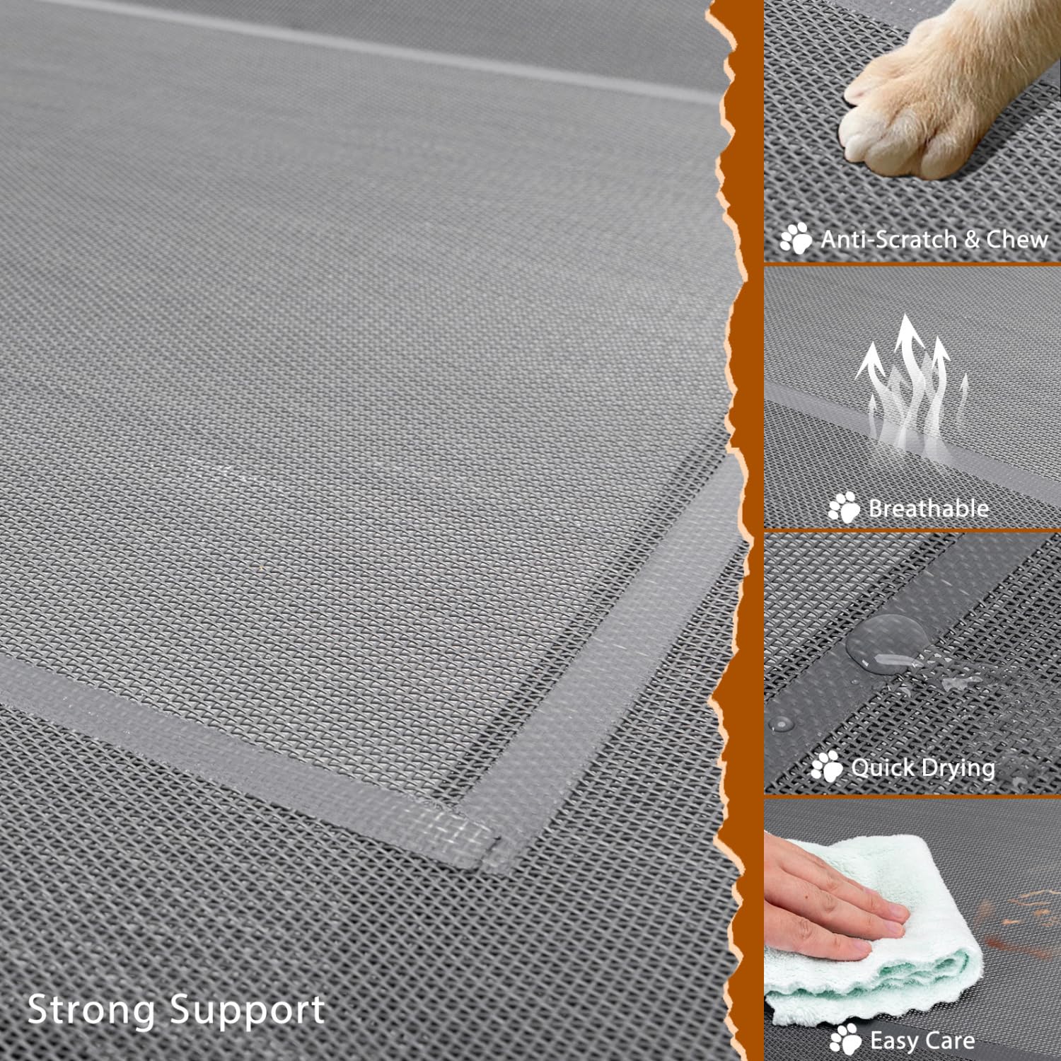 Nobleza Cama Elevada para Perro Mediano, Refrescante y Transpirable, para Exterior e Interior, Jardín y Terraza, Robusta y Lavable, Gris, M, 105x80x20CM
