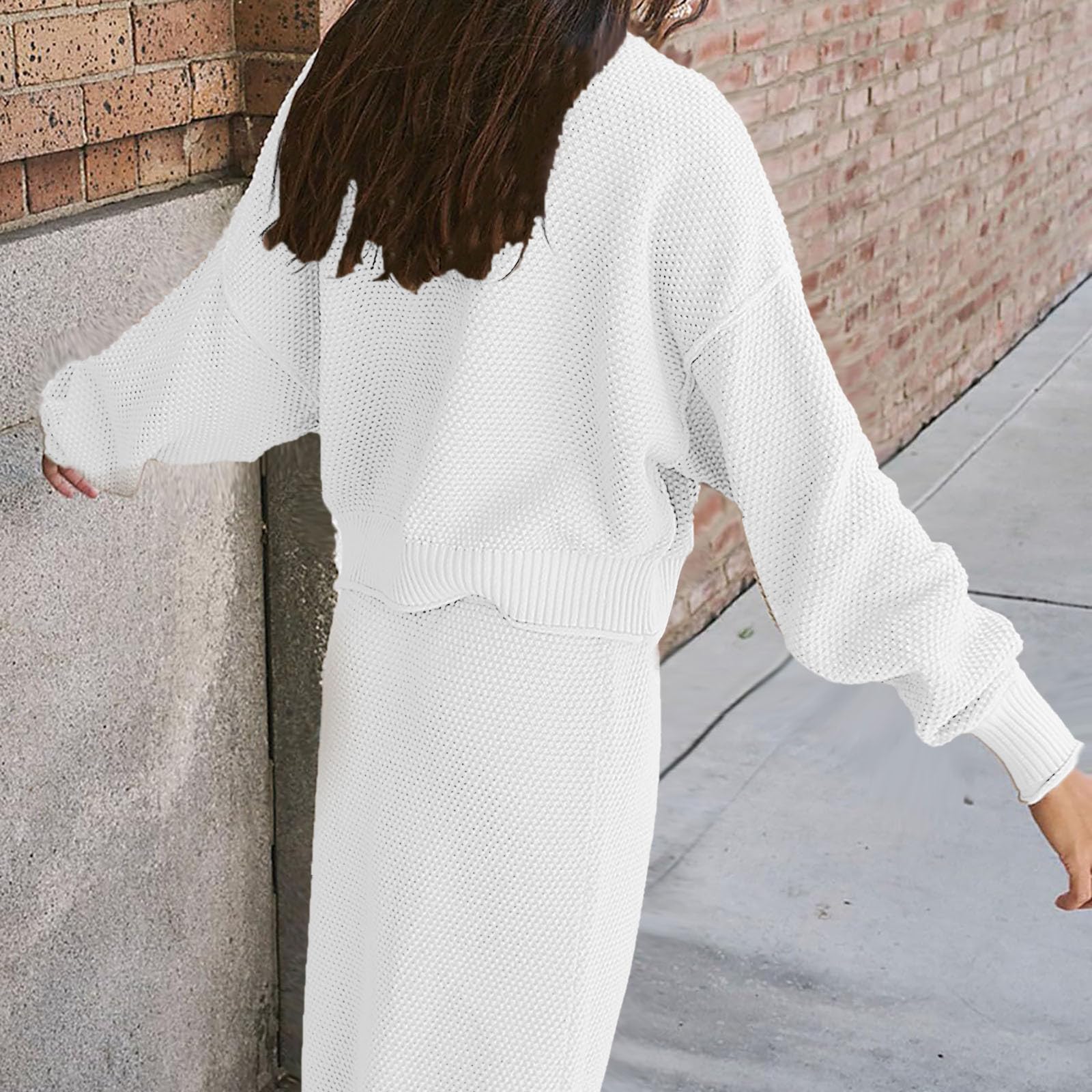 Set Donna di Due Pezzi Maglione e Gonna Lunga con Collo e Maniche Lunghe Tuta Elegante per Occasioni Speciali
