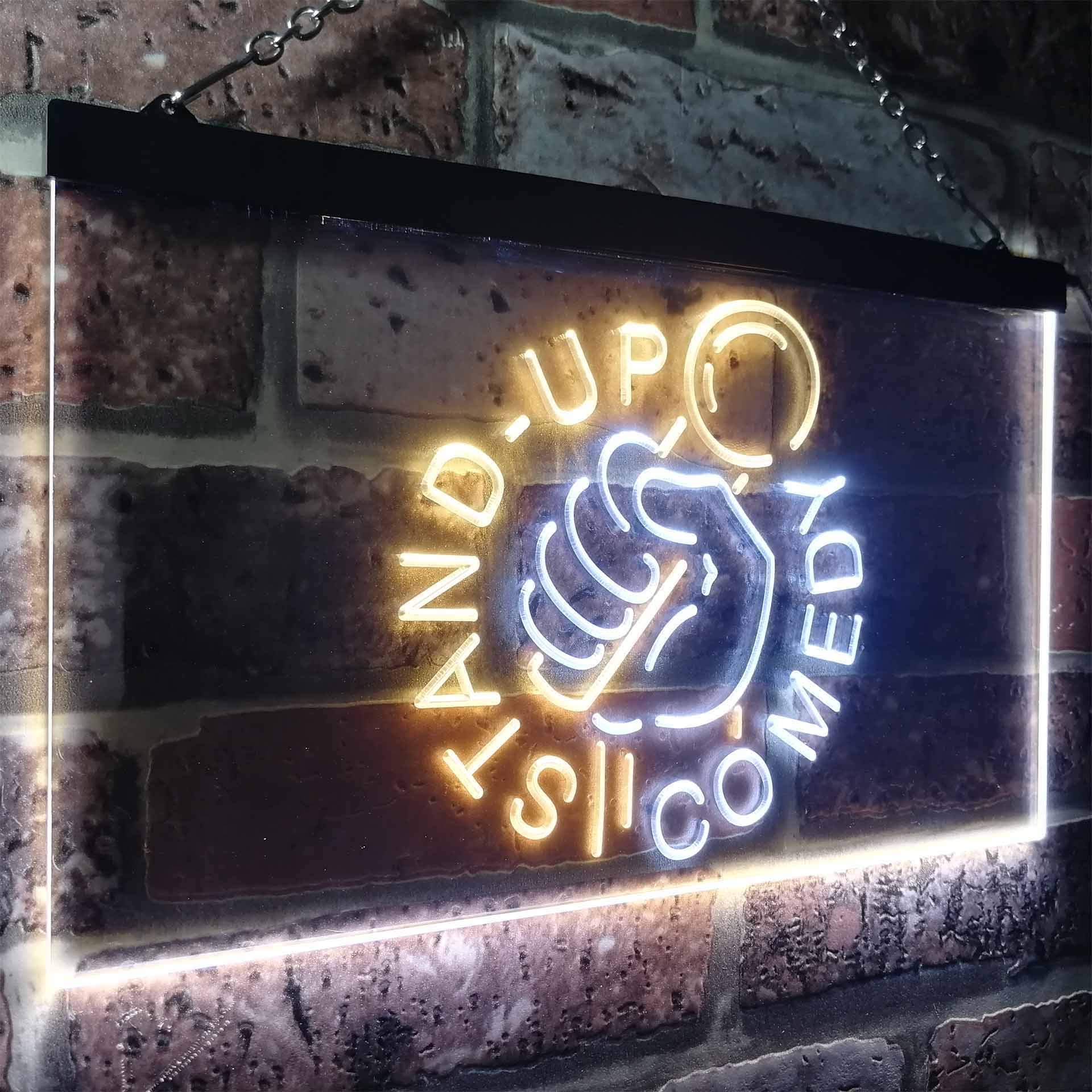ADVPRO Stand-up Comedy Show Dual Color LED Barlicht Neonlicht Lichtwerbung Neon Sign Weiß & Gelb 600 x 400mm st6s64-i3333-wy