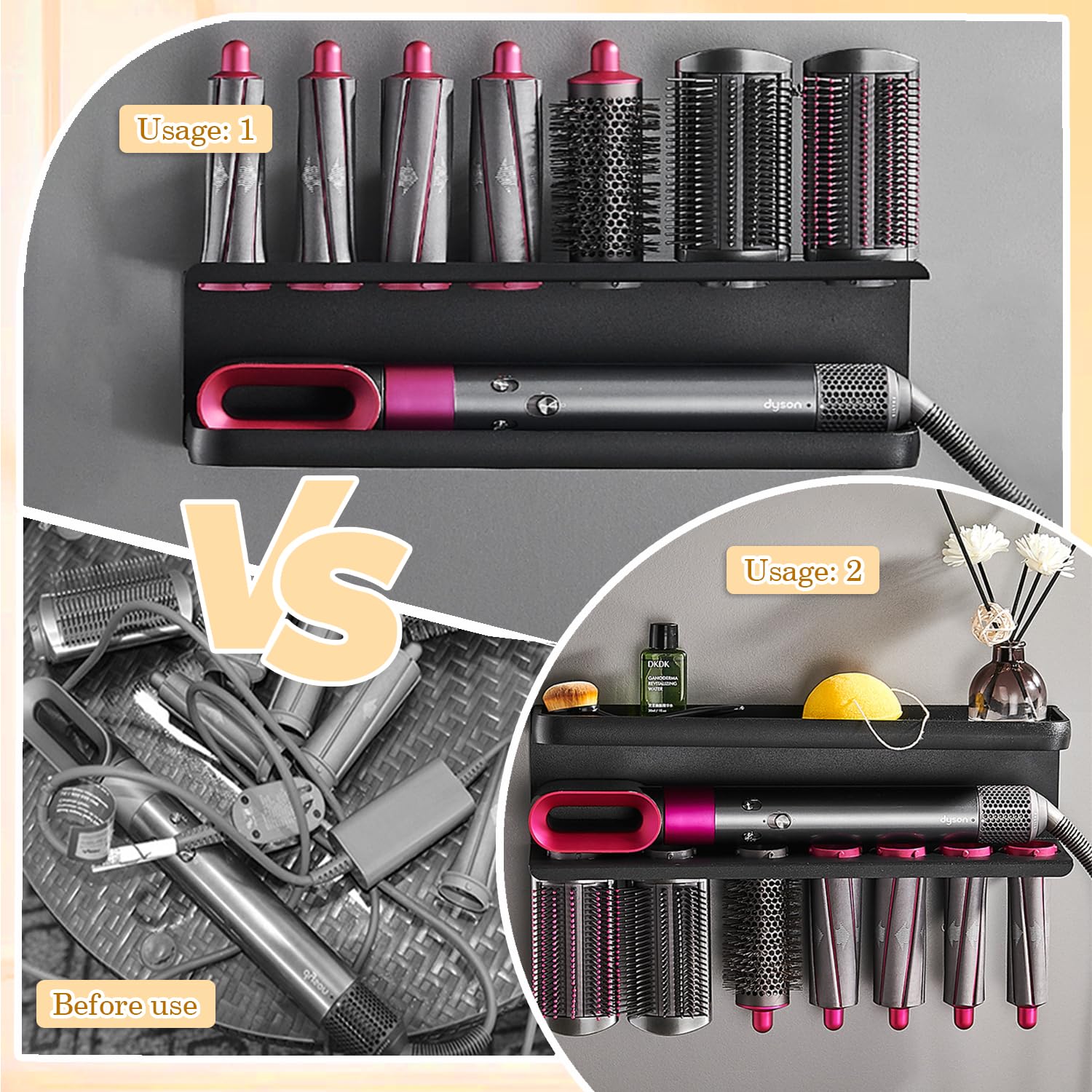 【値下げ】Dyson Airwrap アタッチメント&収納ケース付 Dyson Airwrap シルバー・ゴールド 収納ケース付き