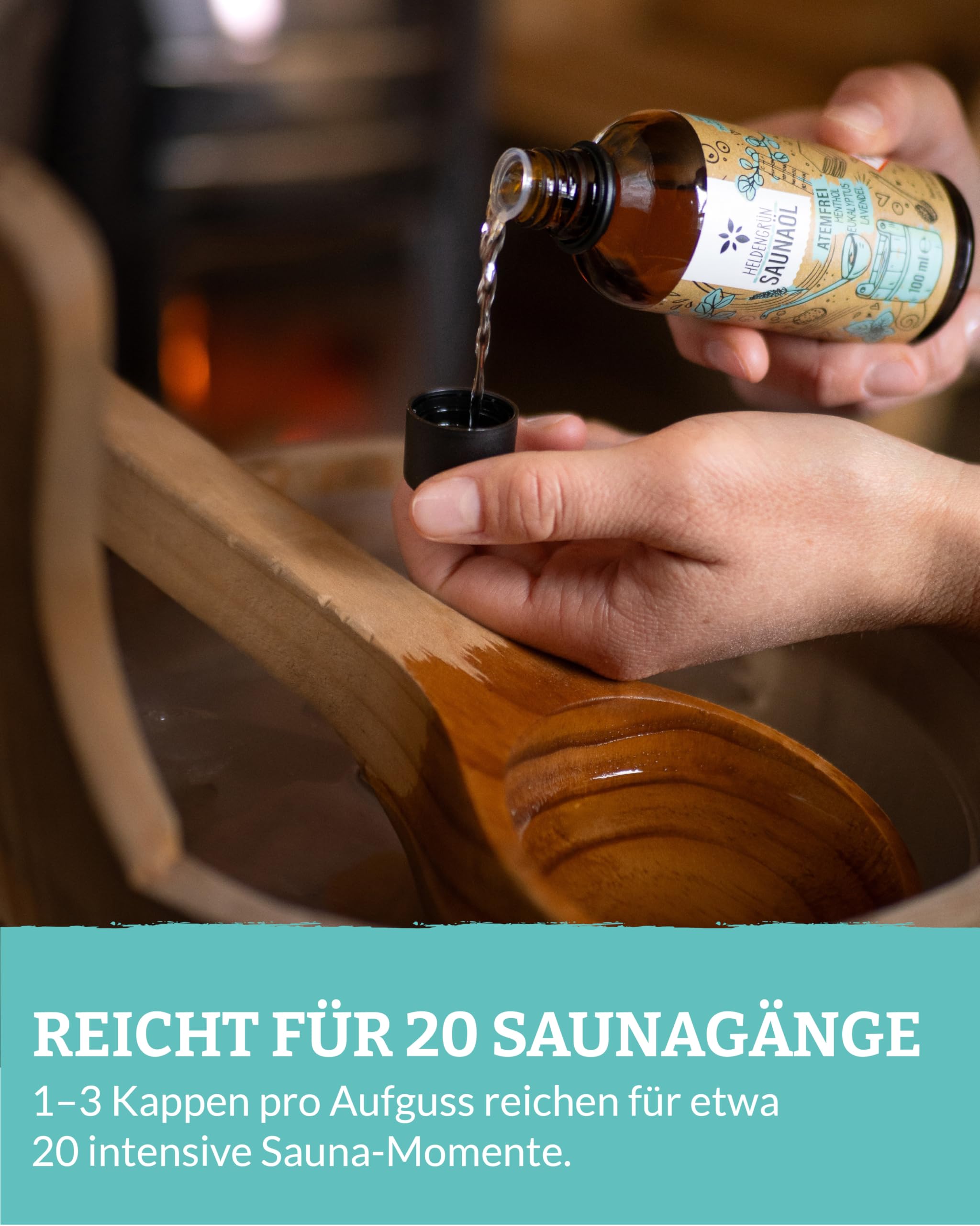 Heldengrün Infusion de sauna bio sans respiration [véritables huiles biologiques, 3 parfums] – Huile de sauna avec menthol, eucalyptus et lavande – Infusion pour sauna naturel avec huile essentielle
