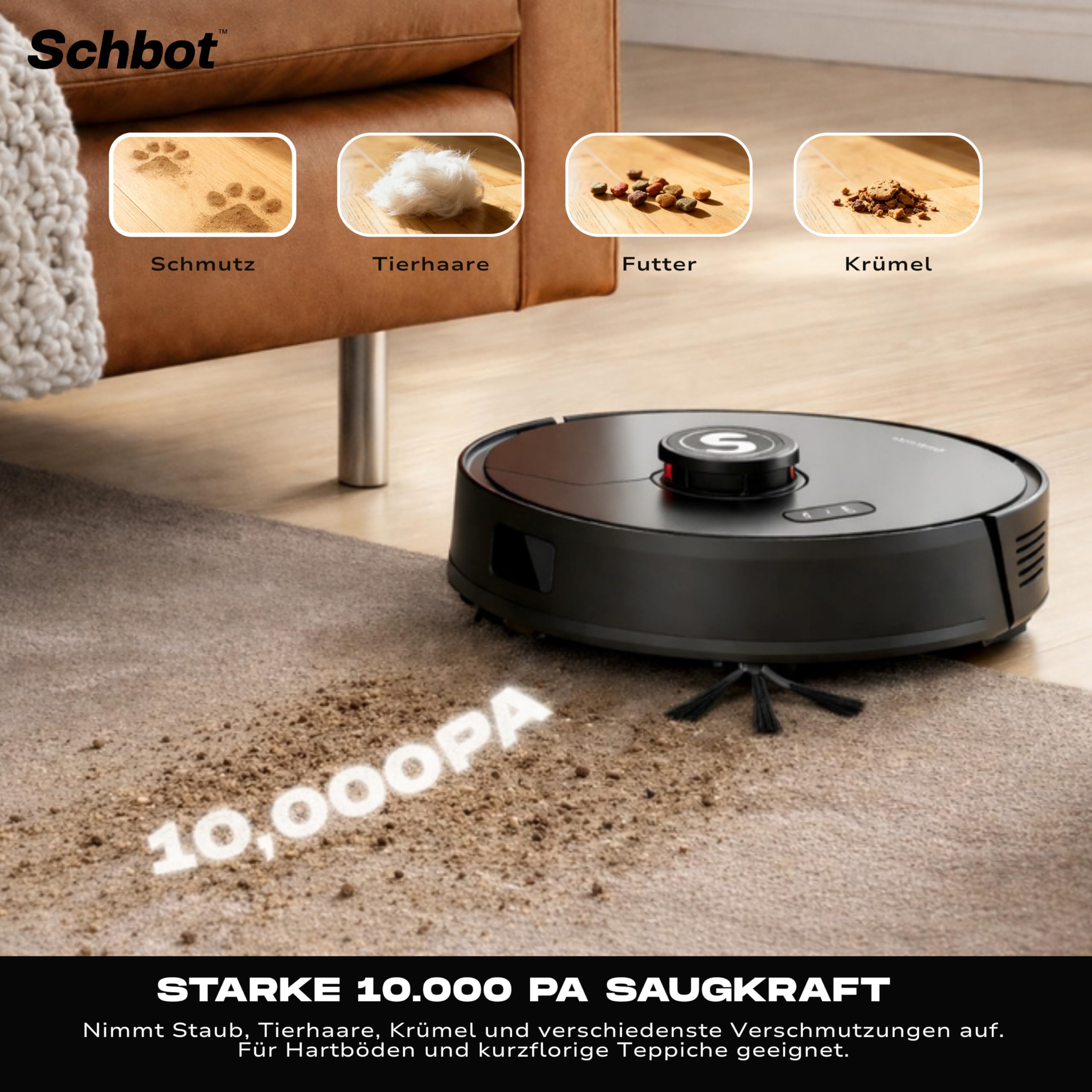 F1 Hero Saugroboter mit Wischfunktion Absaugstation – 10000Pa Roboterstaubsauger, Saug Wischroboter mit Selbstreinigung & Heißwasser-Moppwäsche, 2,5cm Kletterhöhe, KI-Teppicherkennung