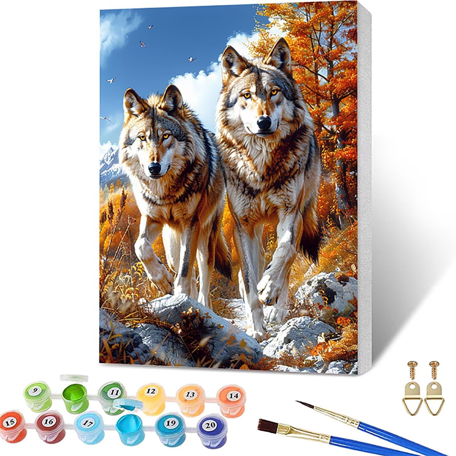 Paint by Numbers for Adults Wolf, Tree Paint by Numbers Kits with Frame, DIY Arts and Crafts for Beginners Oil Paintings with Brushes and Acrylic, for Room Decor, Gifts for Women, 36x44in 3-6720