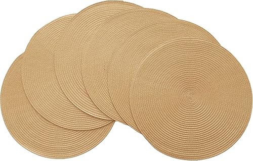Miniatura 27 de Winknowl Juego de 6 manteles individuales redondos trenzados, lavables, resistentes al calor, para mesas de cocina, comedor, manteles individuales