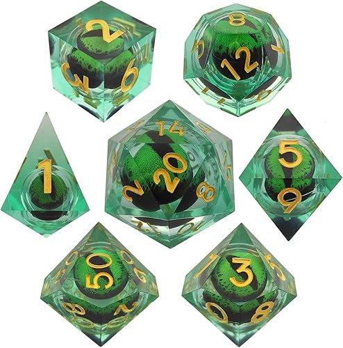 DND - Juego de dados Dungeons and Dragons D&D, juegos de mesa poliedros, RPG, MTG, Pathfinder Rolling Dragon's Eye de resina, accesorios de regalo