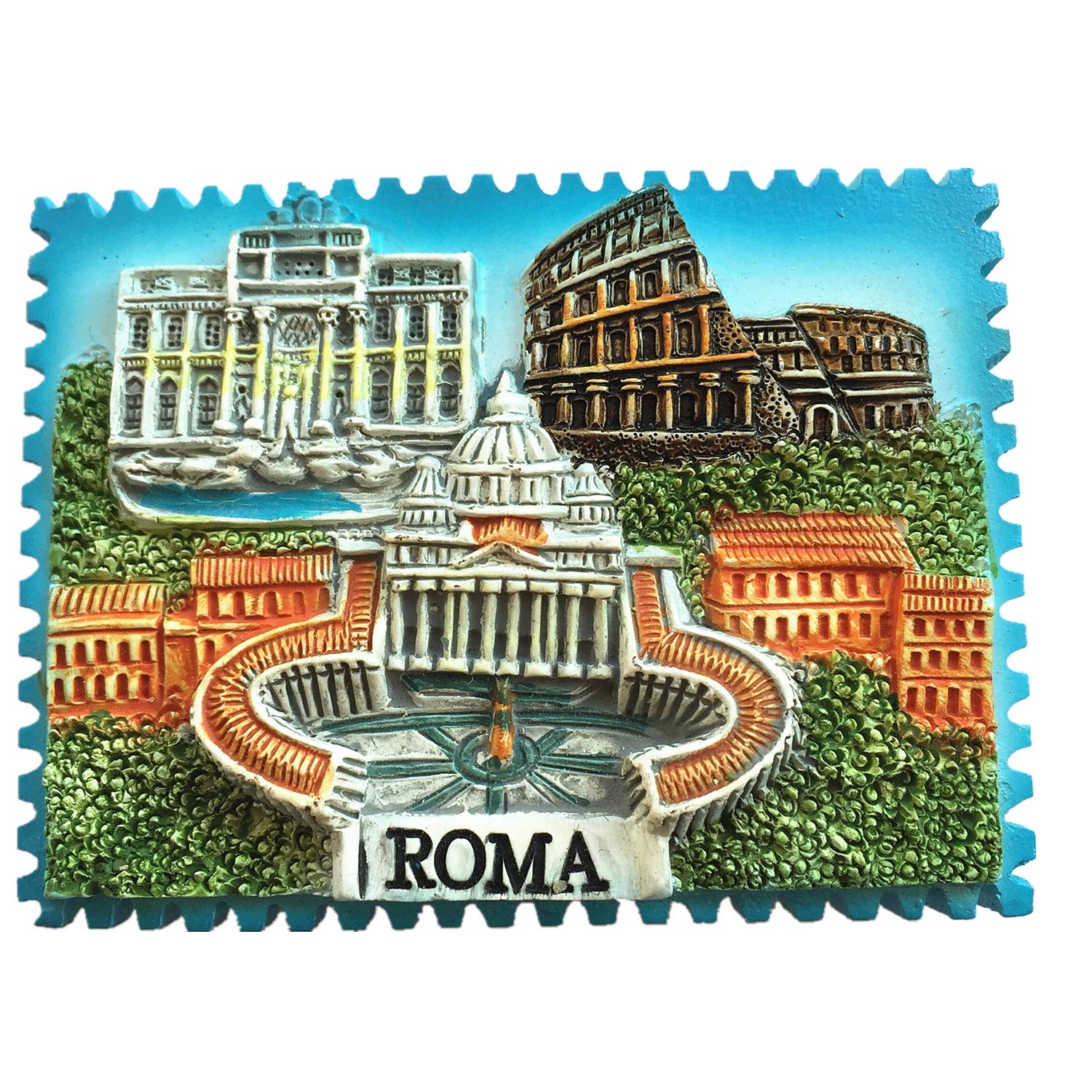 3 Attractions of Rome Italy Stamp Style 3D Fridge Magnet Souvenir Gift,Home & Kitchen Decoration Magnetic Sticker Roma Italy Refrigerator Magnet