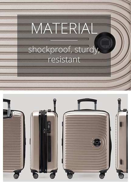 HAUPTSTADTKOFFER Mitte - Equipaje de Mano 55x40x23, TSA, 4 Ruedas, Maleta de Viaje, Rígida, con Ruedas, de Mano, de Cabina, Champán - 4