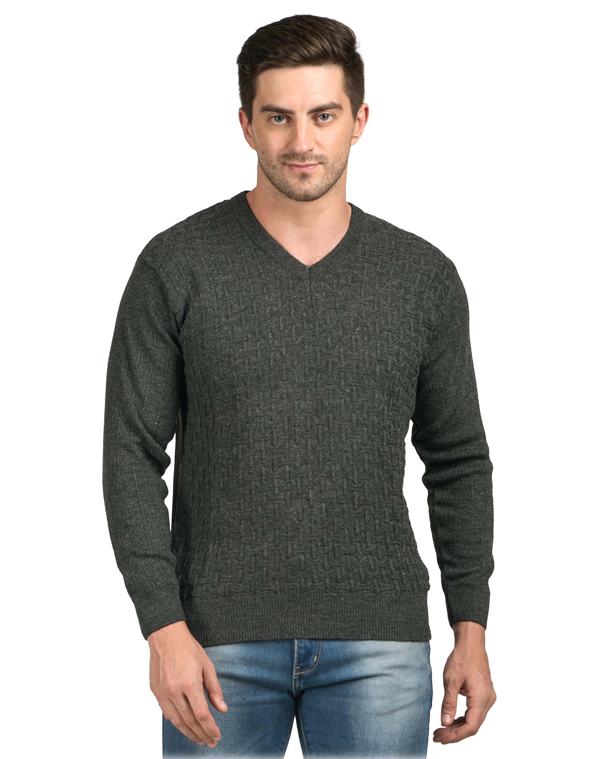 Men Woolen V Neck Solid Plain Design Pullover Heavy Rainbow Fabric Winter Wear Pure Wool Cardigan for Men Fully Warm Pullover Free Sizes-image-49
