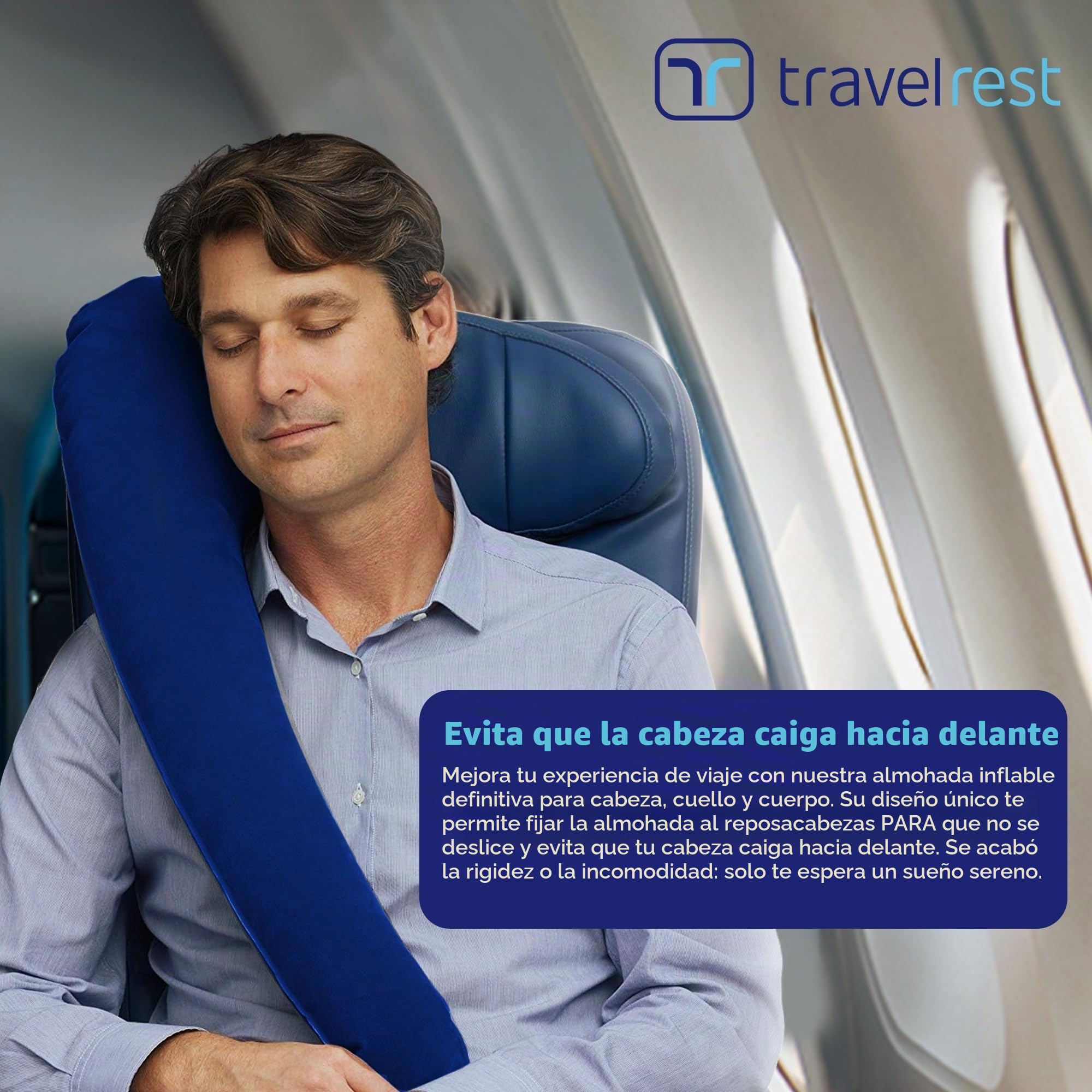 travelrest - Almohada Esencial de Viaje Todo en uno - Soporte Corporal para Dormir en Viajes, Compacto y cómodo, Duradero y Lavable, Accesorio de Viaje para vuelos Largos y Viajes por Carretera.