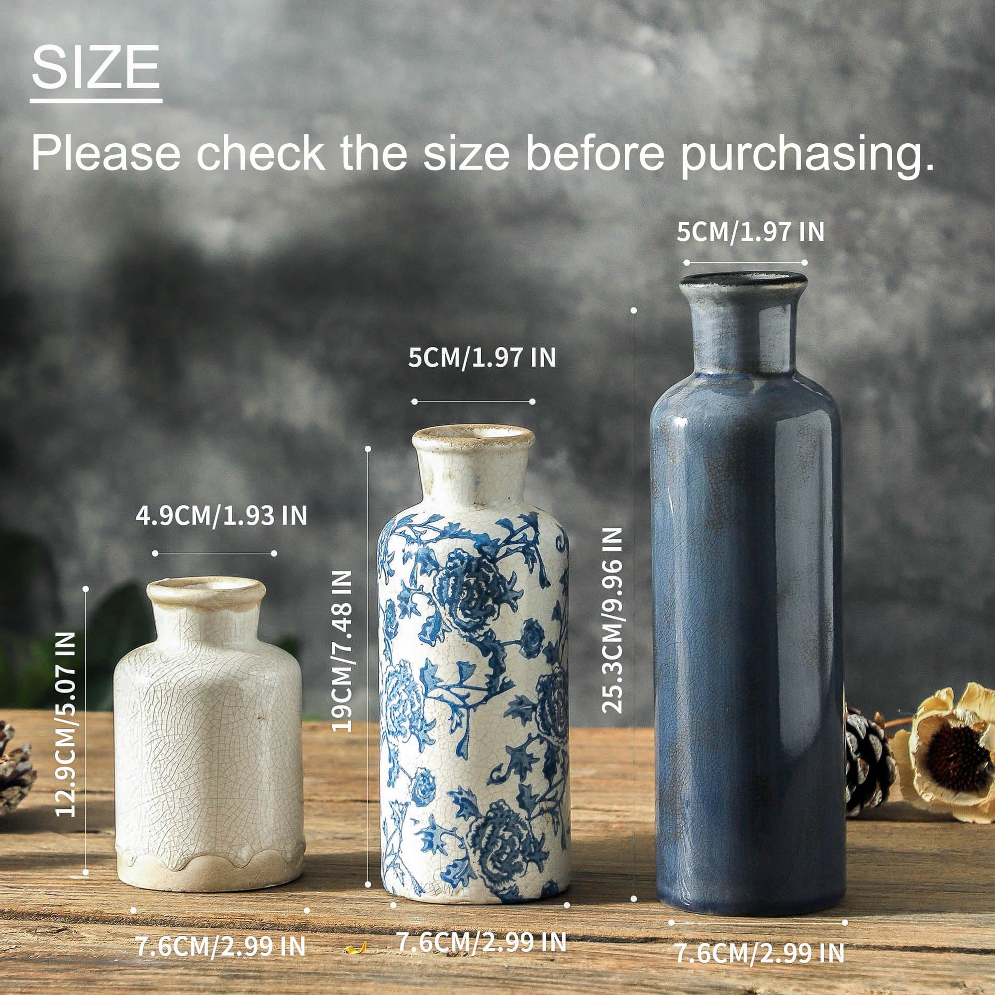 Best Porcelain Vase Picks for 2026 2 ooit Ceramic Vintage Vases Set of 3, Blue and White Flower Decorative Vase Chino — product photo