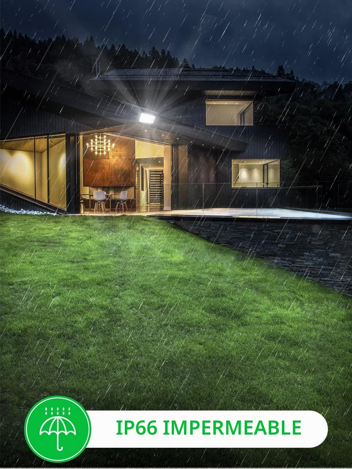 Viugreum 4 * 100W Foco Led Exterior, 10000LM Blanco Frío 6500K Foco Proyector LED 100W, IP66 Impermeable Luz de Seguridad, Led Floodlight para Jardín, Taller, Garaje[Ultrafino]