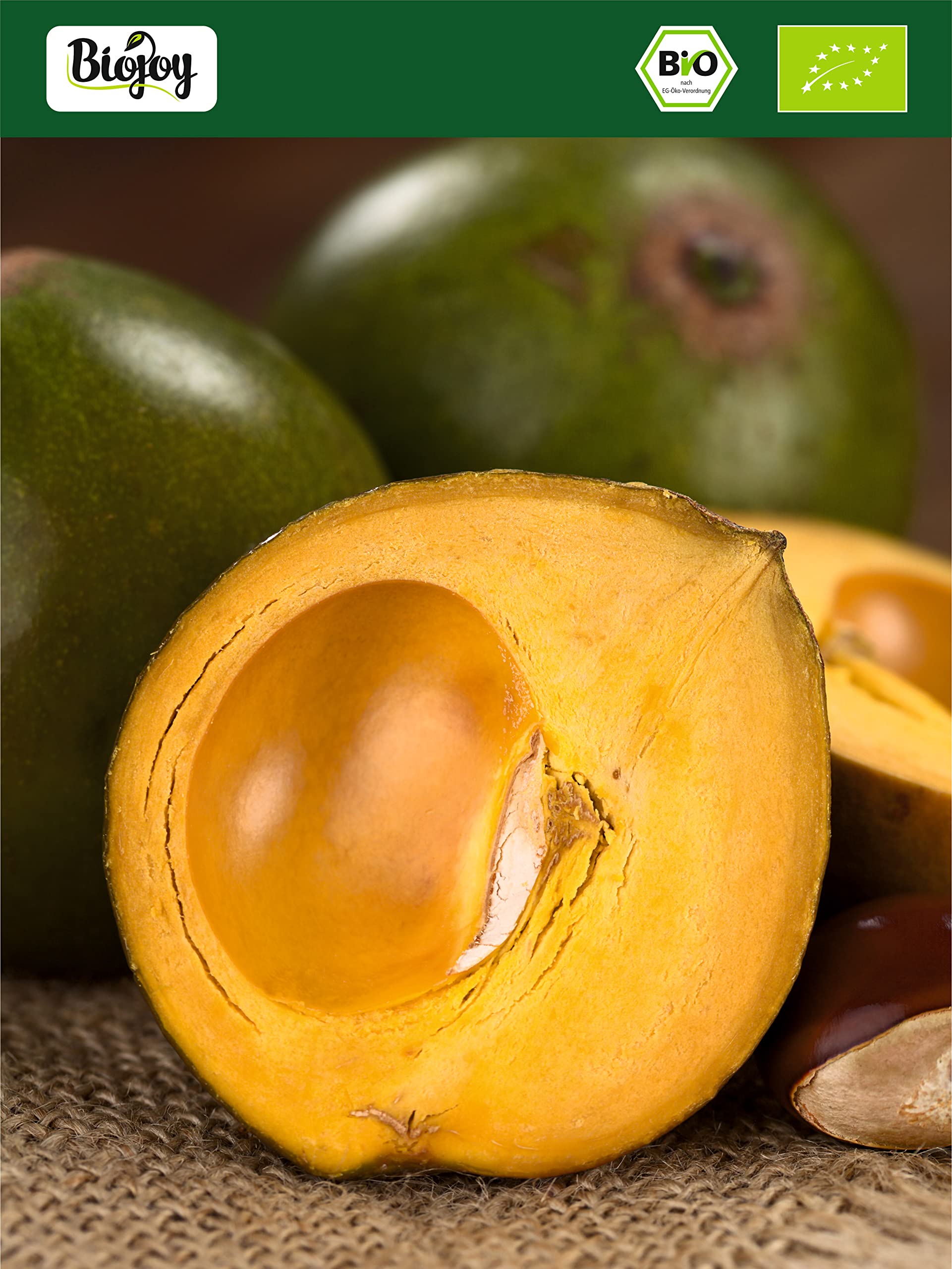 Biojoy Lucuma in polvere Biologica (500 g), lucuma frutta senza additivi (Pouteria lucuma)