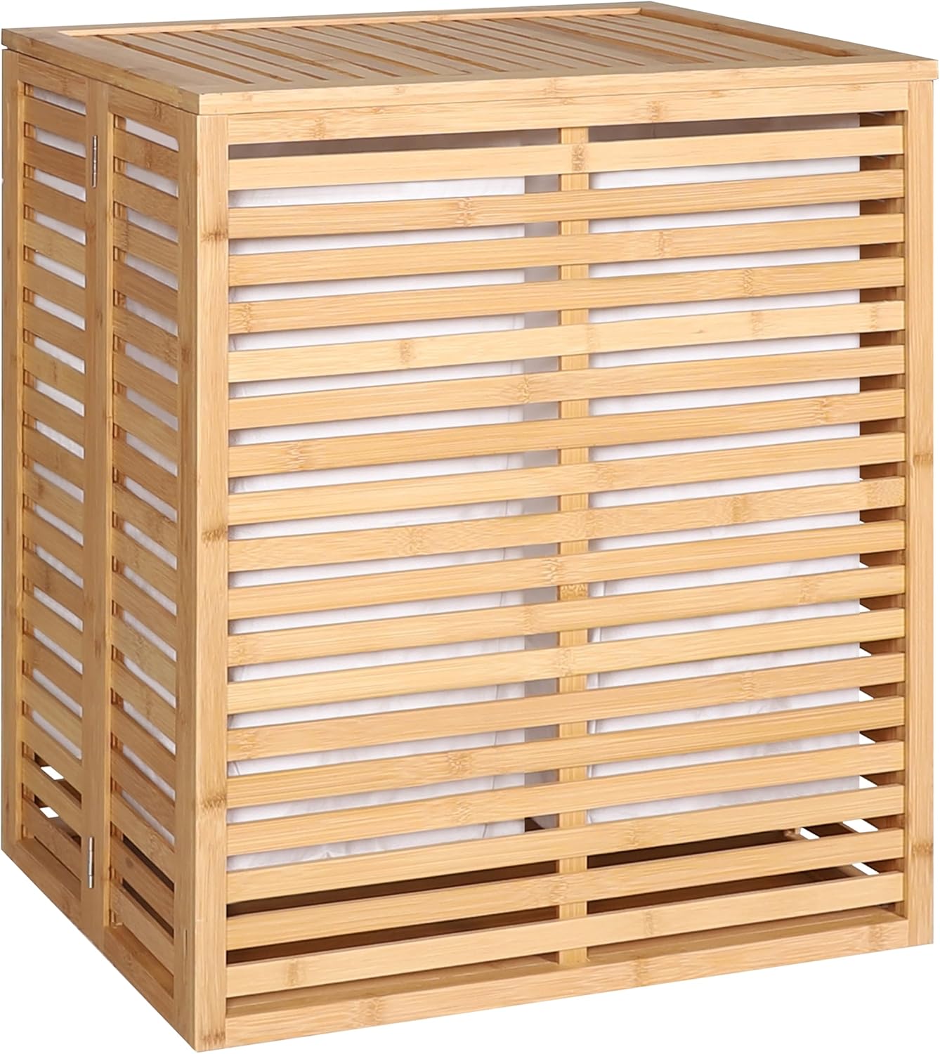 BlueWish Laundry Hamper, Foldable Hamper with Lid, 120L Large Bamboo Laundry Basket with Removable Liners Bags, Clothes Hampers For Laundry, Bedroom, Bathroom