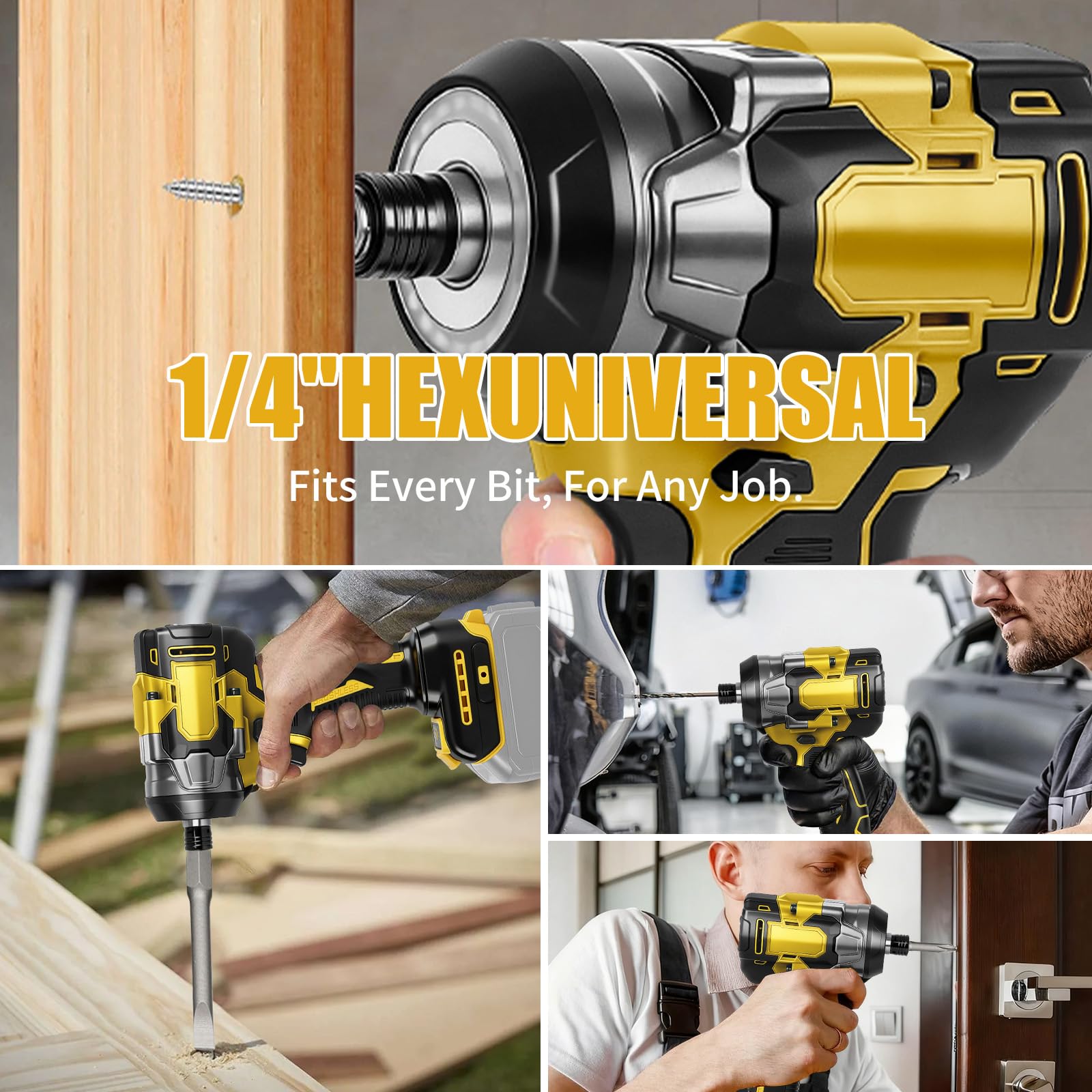 450N Taladro atornillador de percusión inalámbrico de 1/4" para DeWalt 20V