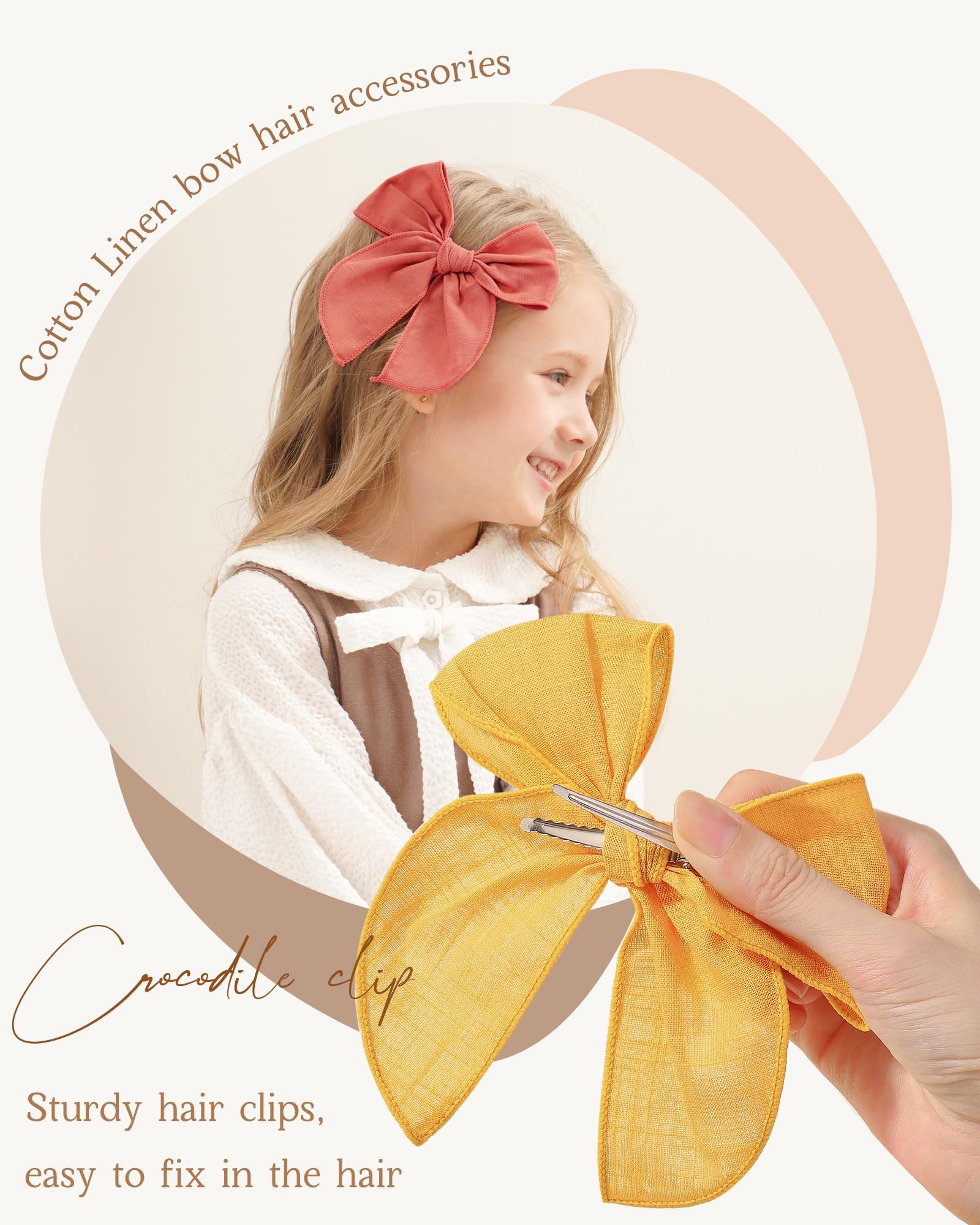 Baby Bows Adorable 8-Pack Baby Hair Bows Soft Cotton Linen