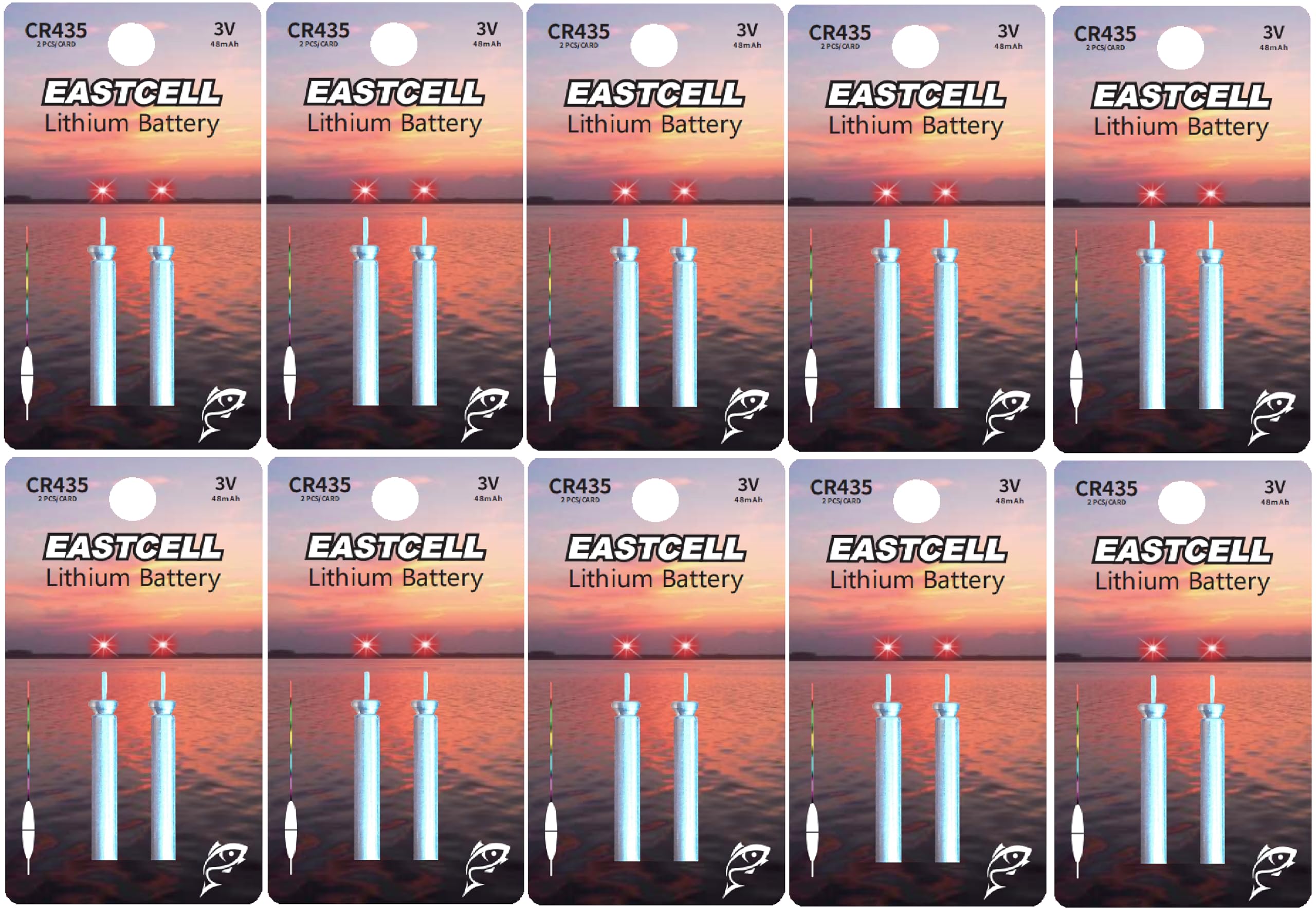 20 x CR435 Lithium Batteries (10 Blister Packs of 2 Batteries) for LED YAD Floats