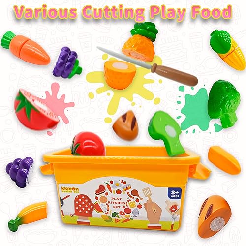 Miniatura 6 de KKmon Juego de accesorios de cocina para niños, juego de 36 ollas y sartenes de acero inoxidable para niños, juego de cocina de simulación con juego