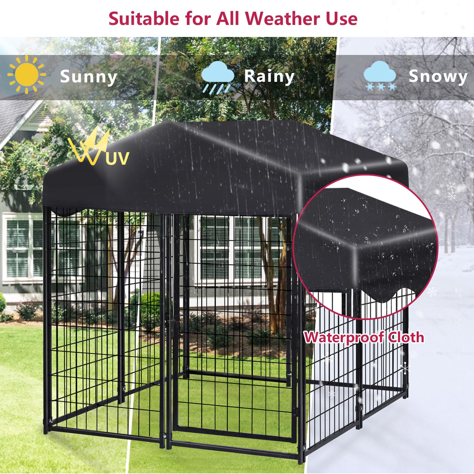 Amazon | Jhsomdr 犬小屋 屋外犬小屋 屋根付き 防水カバー 4x4x4