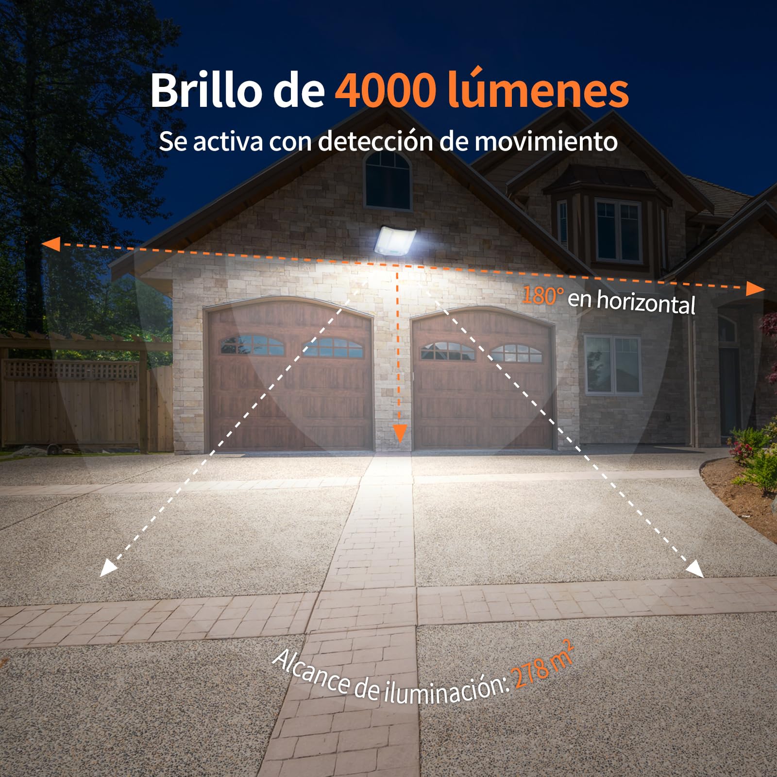 intelamp Luz Solar Exterior Impermeable 2026, Foco Solar 230LED con Batería 20000mAh, 4000LM 6500K Alta Luminosidad, Iluminación para Jardín, Patio, Pasillo y Exteriores