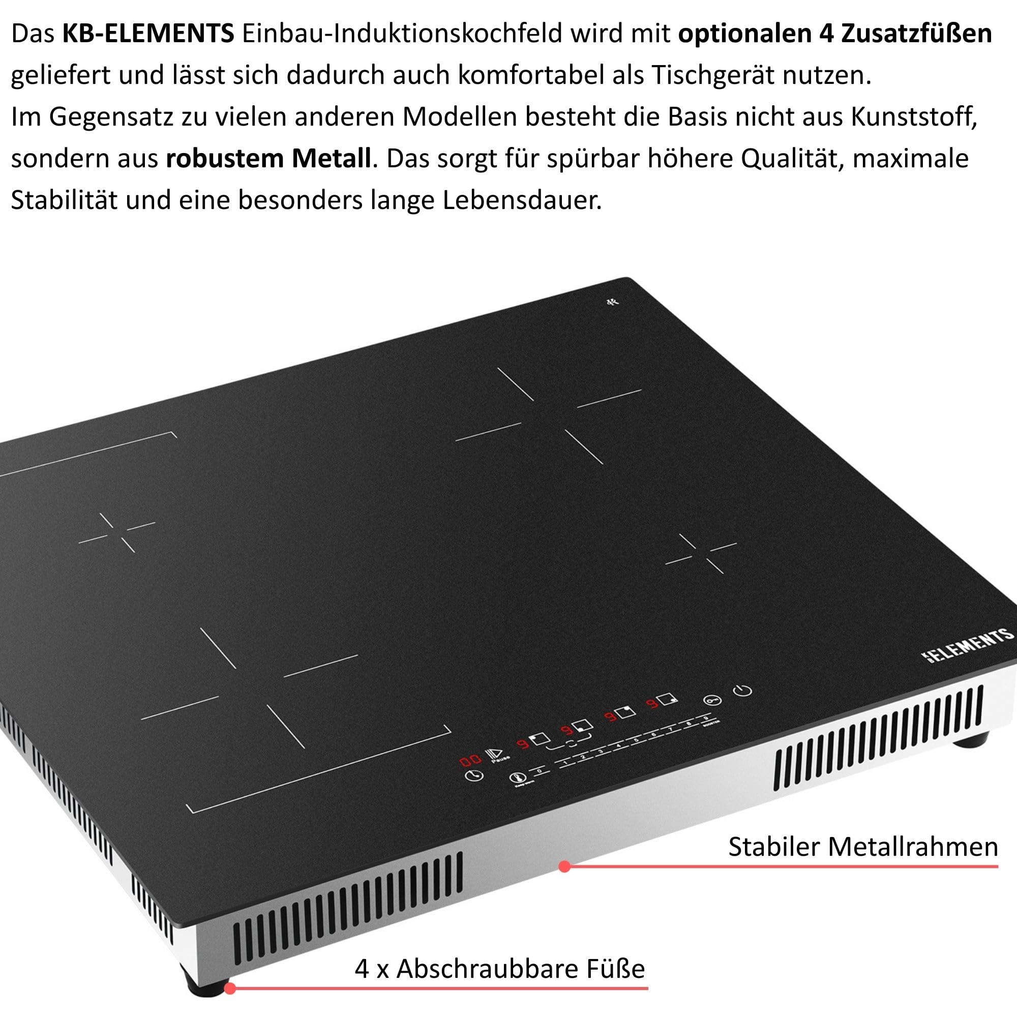 Induktionskochfeld 60 cm, Warmhaltefunktion, Induktionskochfeld mit stecker, kratzfeste Oberfläche, mit Stecker, Flexzone, Autark, Rahmenlos, Touch-Bedienung