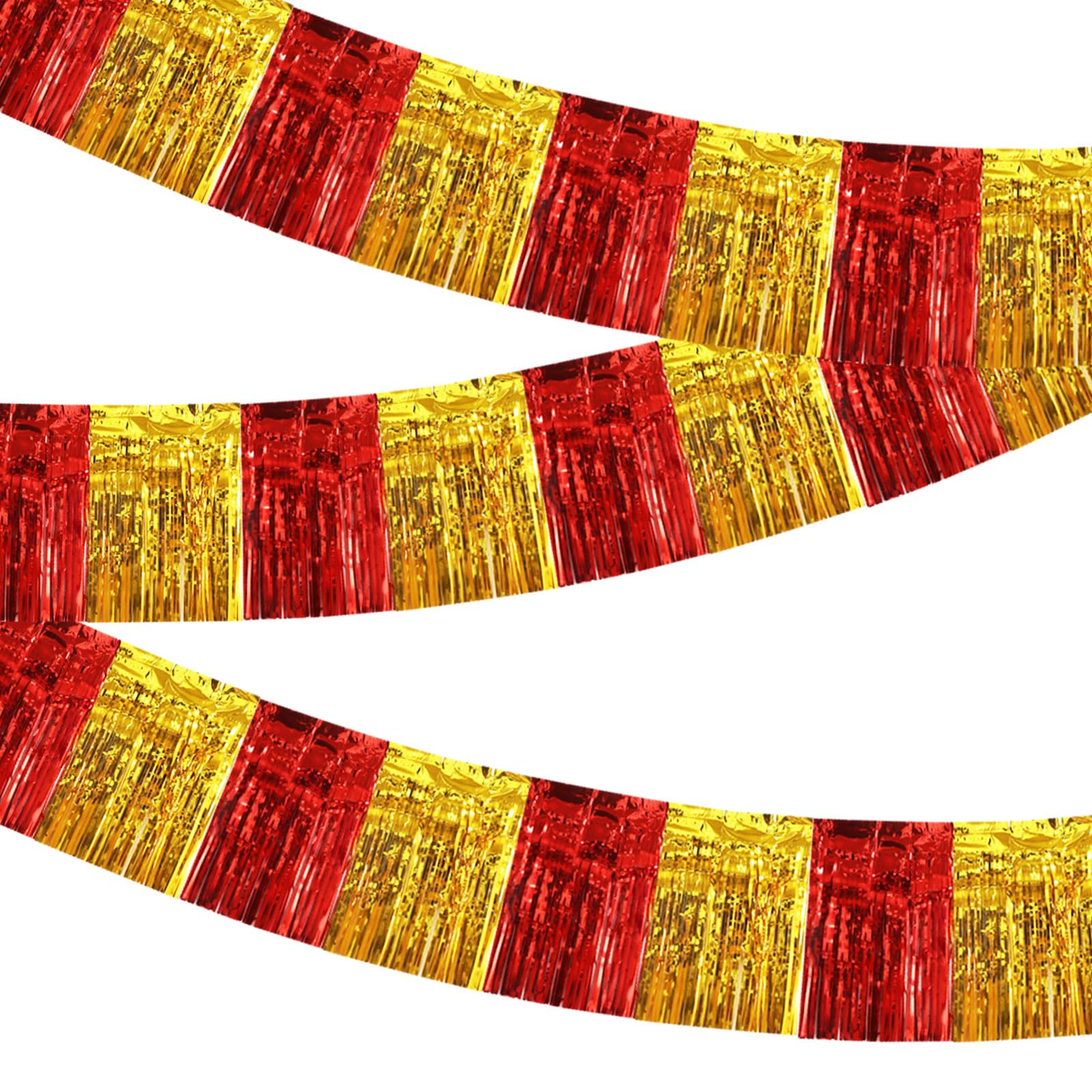 BEISHIDA Red Gold Fringe Garland Banner 30ft Wall Tinsel Foil Streamers