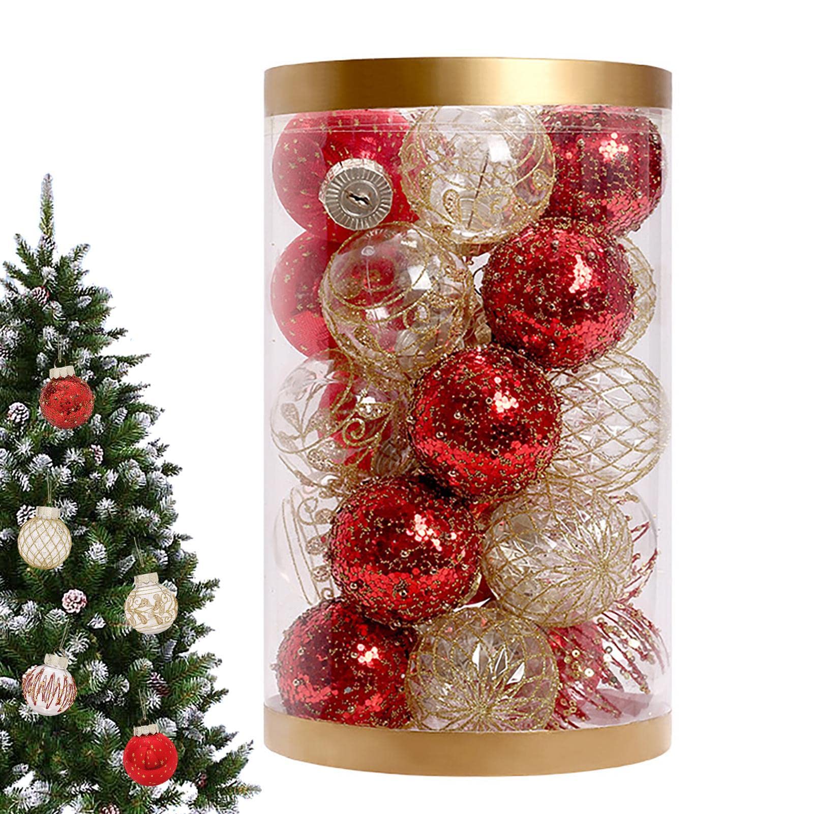 Set Di 8 Decorazioni Per Albero Di Natale In Plastica - Alberelli 5 Cm, Infrangibili, Finiture Opache E Lucide, Colore Antracite - 2