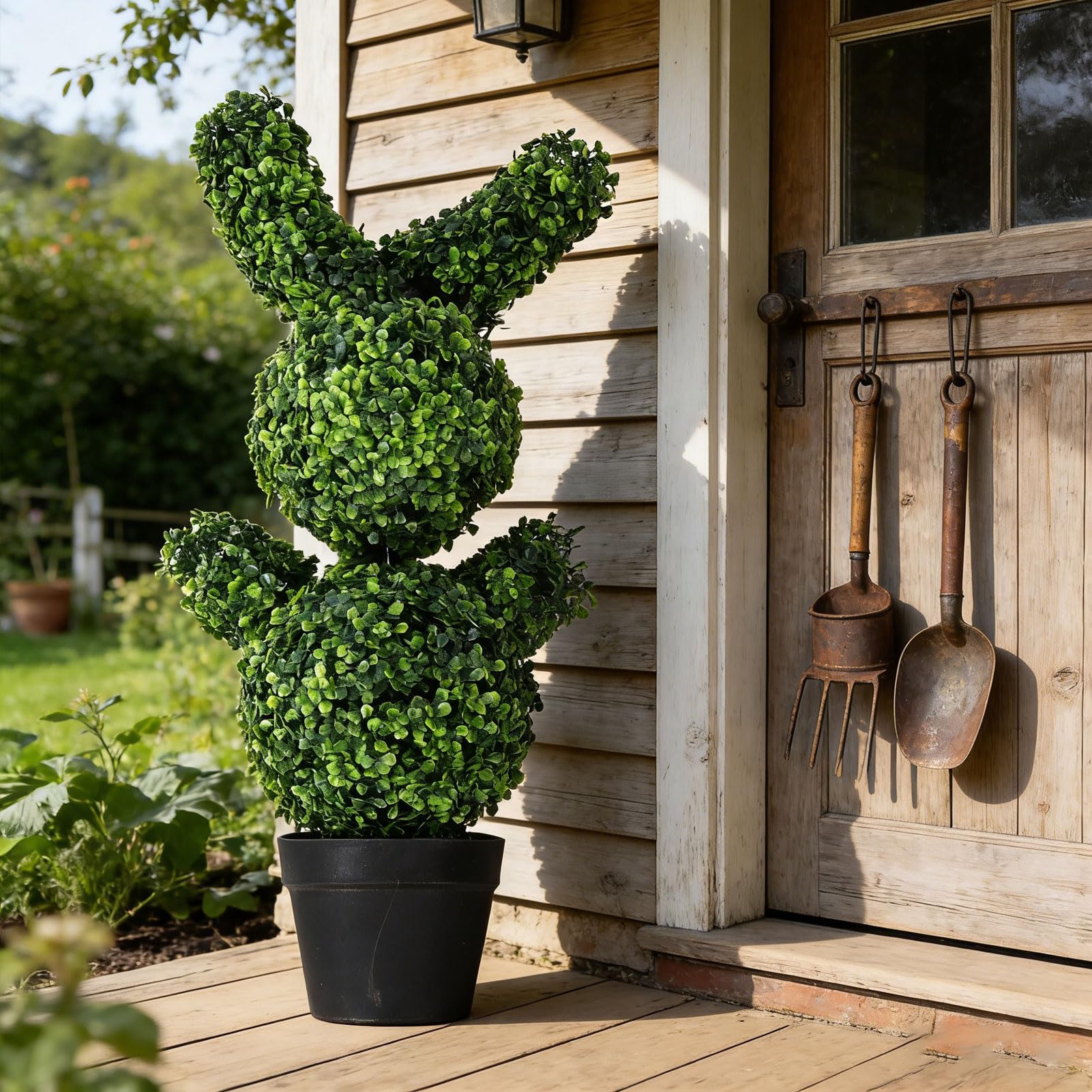 Naroote Decorazioni Pasquali, Albero Topiario a Forma di Coniglietto Artificiale da 90 Cm con Stringa Luminosa Pianta di Coniglio Finto Decorazione Versatile Estetica Naturale