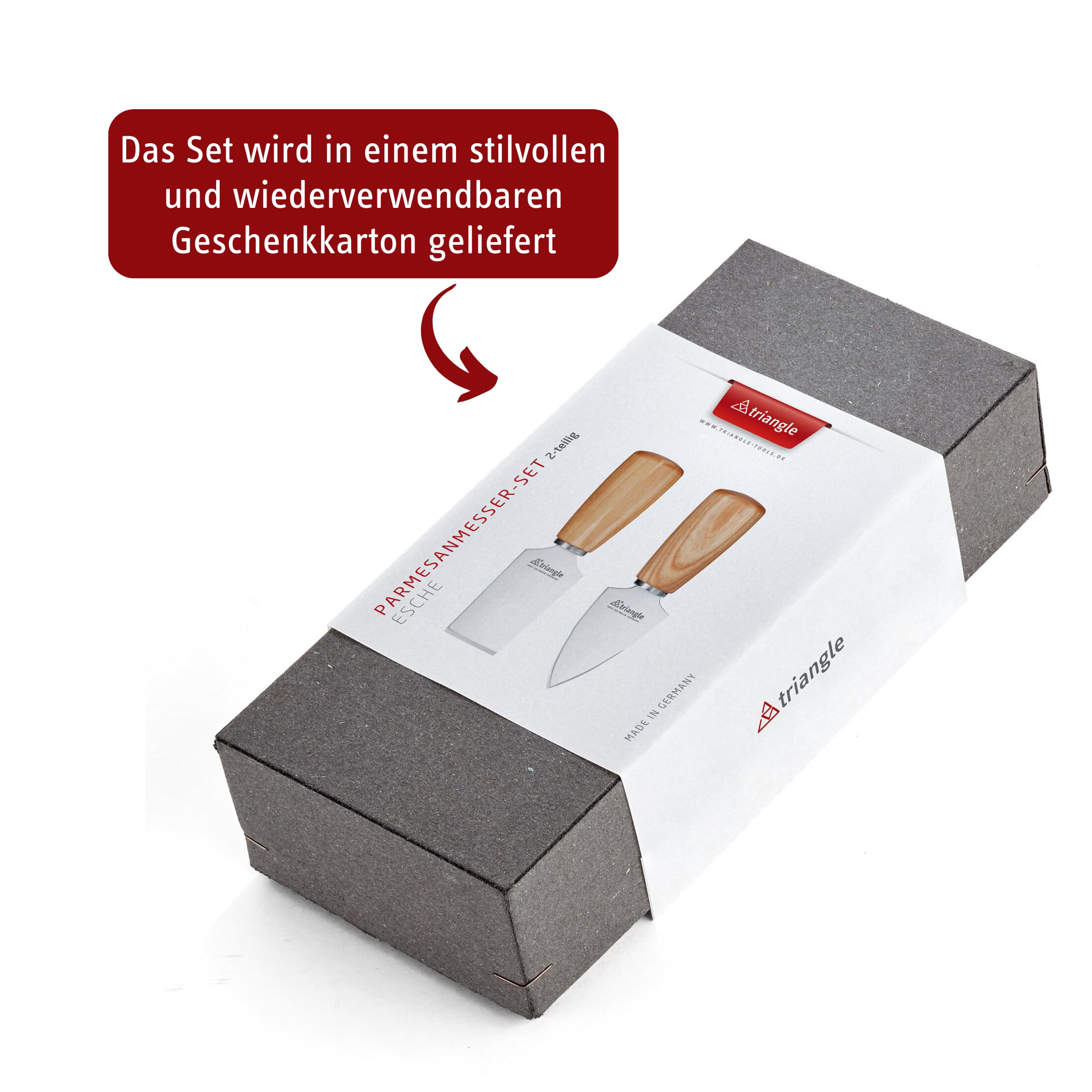 triangle Parmesanmesser-Set Soul, 2-tlg. - Made in Germany | Käsemesser aus FSC-zertifizierter Esche mit Edelstahlklinge - spitze und gerade Klinge im Set