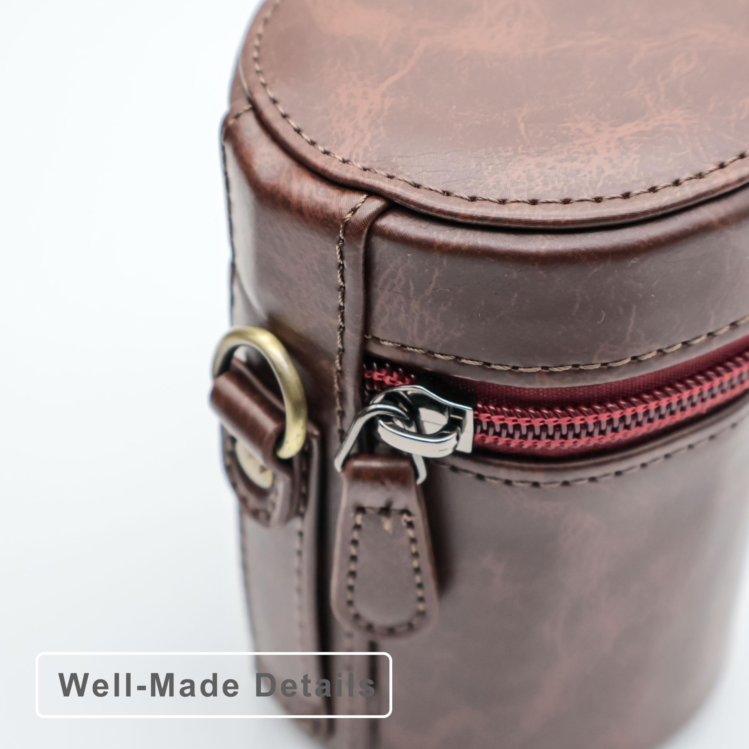 Personalisierte Kameralinsen-Tasche aus PU-Leder, dicke Objektivtasche für Fotografen, Objektivschutz für Mikro-Single-Kameraobjektiv, SLR-Kamera, Teleobjektiv (Dunkelbraun, Länge < 165 mm,