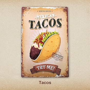 Amazon.co.jp: メキシカン タコス ブリキ看板 20cm×30cm ジャンク