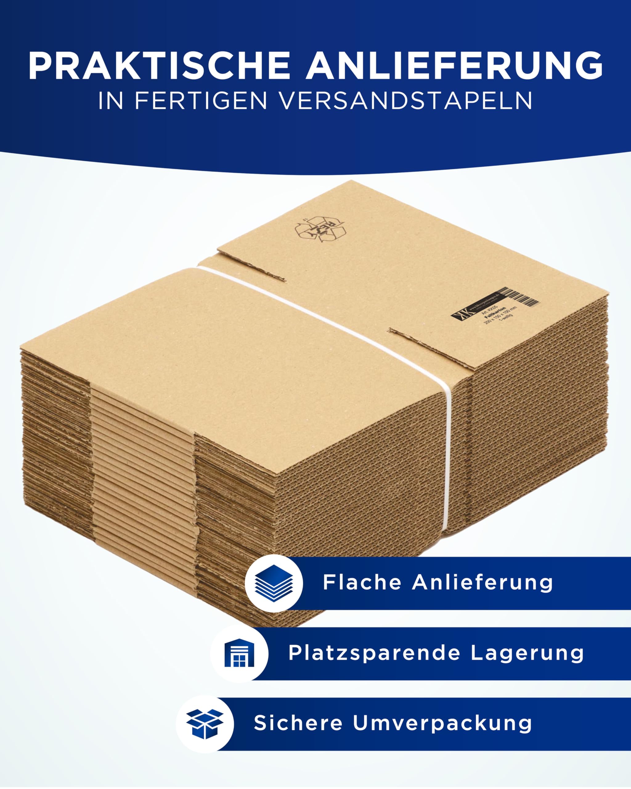 KK Verpackungen Versandkartons 200 x 150 x 100 mm Braun 1-wellig (Außenmaß 205 x 155 x 110 mm) | 600 Stück, Faltkartons Kartons für Versand als DHL Päckchen M Hermes Päckchen DPD GLS Paketklasse XS