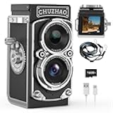 Mini Vintage Digital Camera, Portable Retro Twin-Lens Reflex Style Digital Camera with 16GB Card, 12MP Photos, Autofocus, 1080P FHD Video, 1000mAh Battery and Dual Filters, Perfect for Boys & Girls