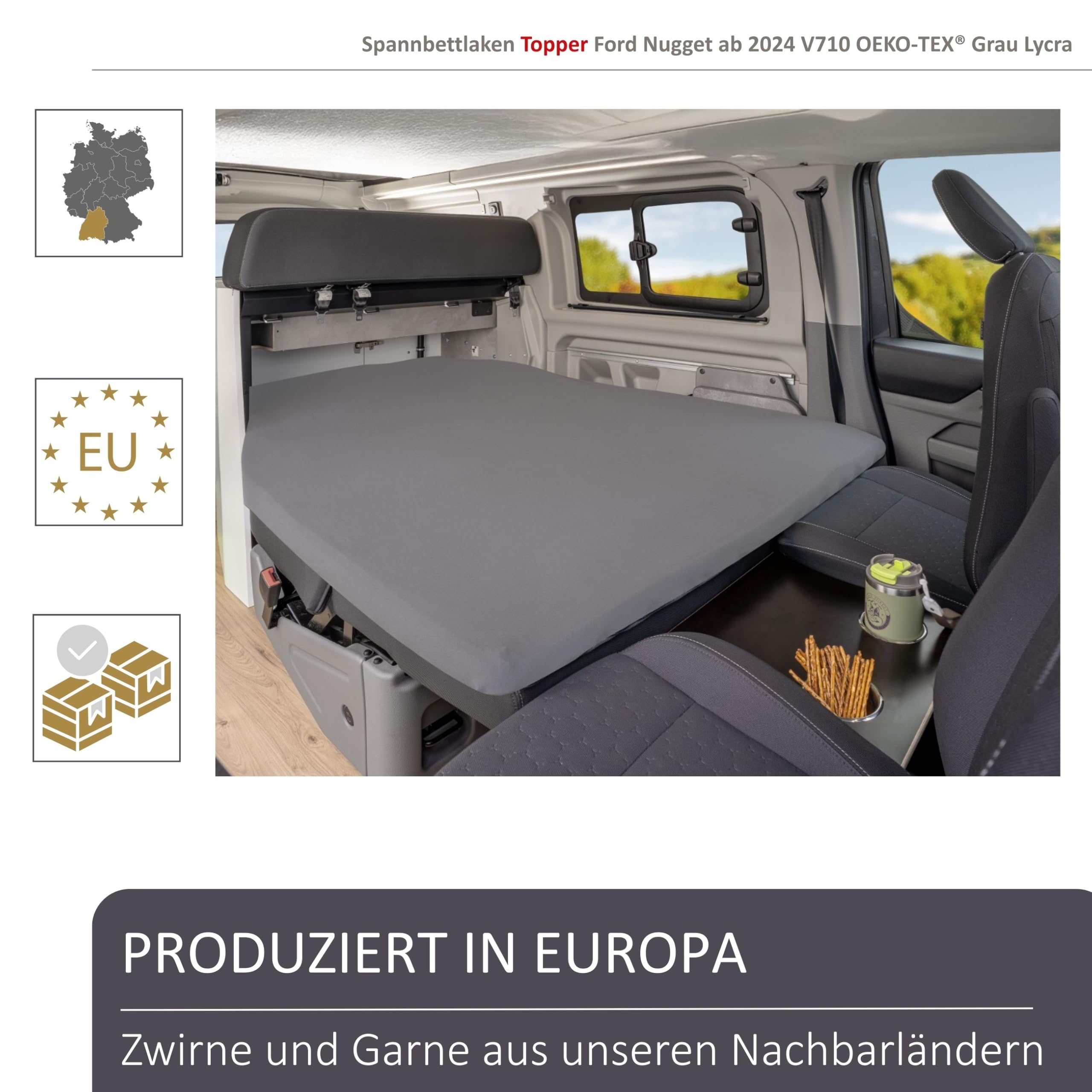 HR-Surmatelas en mousse à froid en dessous pour Ford Nugget V710 à partir de 2024 – Ajustement parfait, 6 cm, certifié Oeko-TEX® (Surmatelas V710 en dessous à partir de 2024)