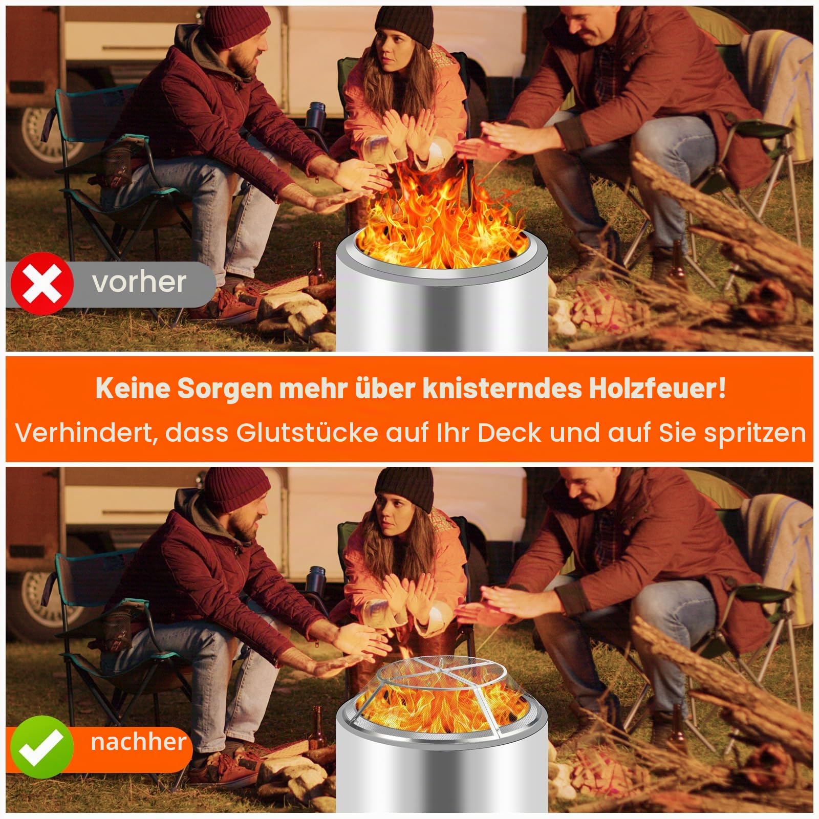 Funkenschutz, 304 Edelstahl, kompatibel mit Solo-Herd, flaches Design, dient auch als Grill, langlebig und sicher (38,1 cm)