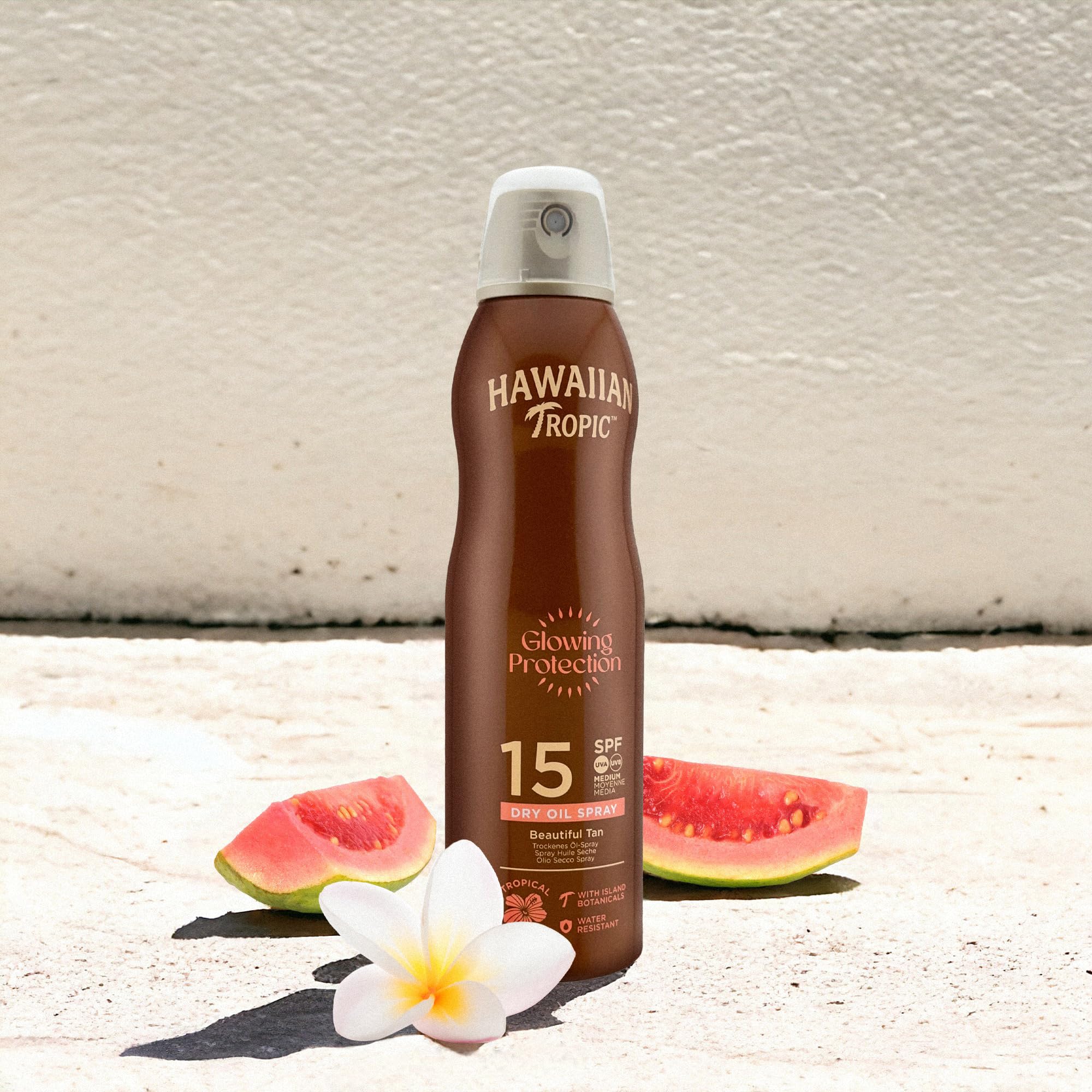 Hawaiian Tropic Olio Secco Spray Nebulizzante Protettivo, Resistente all'Acqua con Protezione Solare SPF 15 UVA e UVB, Profumo Tropicale con Ingredienti Botanici delle Hawaii, 177 ml