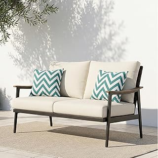 NATURAL EXPRESSIONS Patio Loveseat Sofa Outdoor Furniture Metal Chair wi...