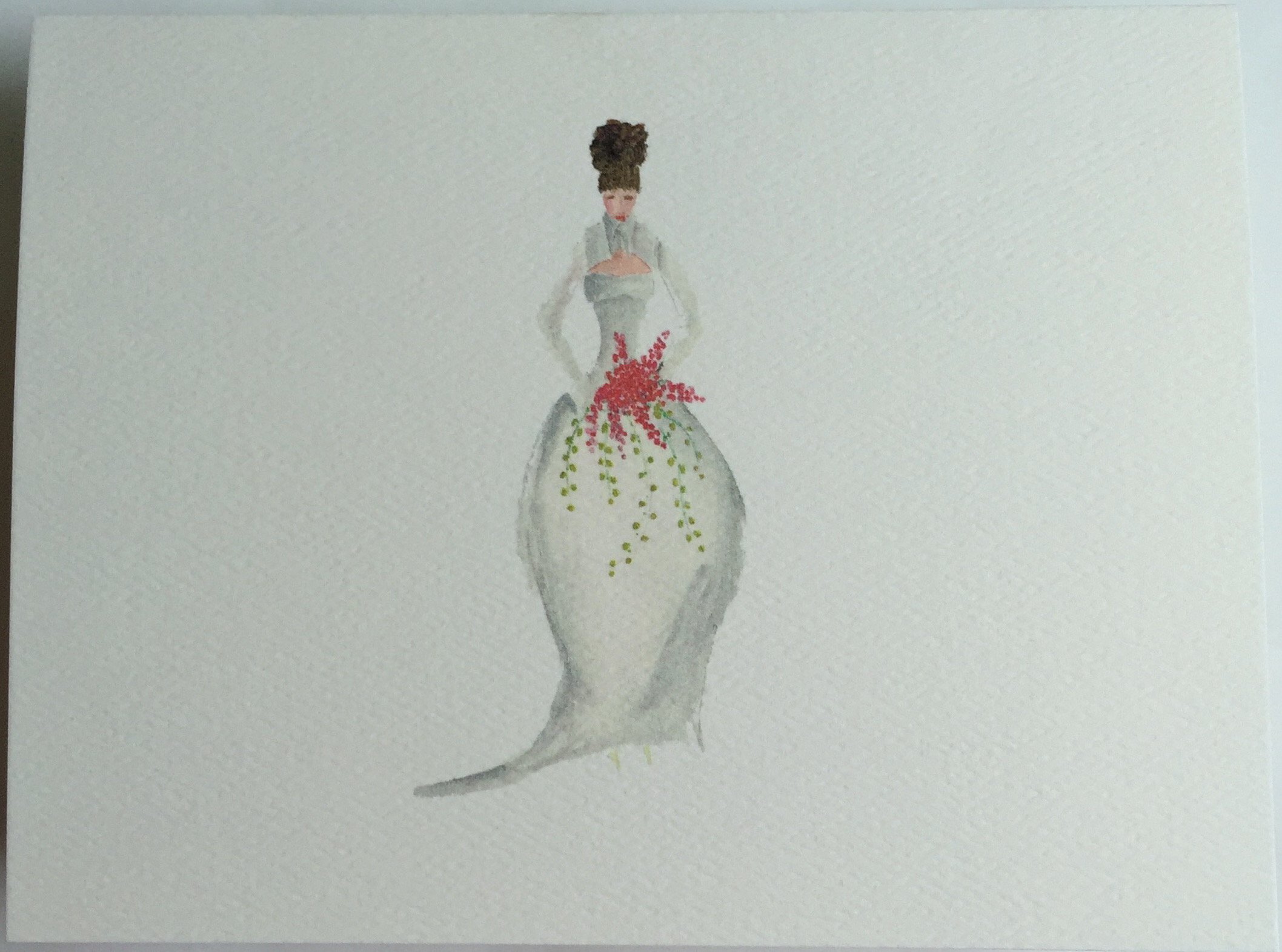 Bride with Bouquet Bridal Stationery Thank You Notes