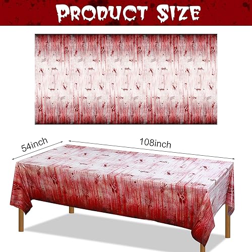 Miniatura 9 de 3 piezas de fondo de fotografía de Halloween con estampado sangriento, telón de fondo de plástico para Halloween, suministros de decoración de