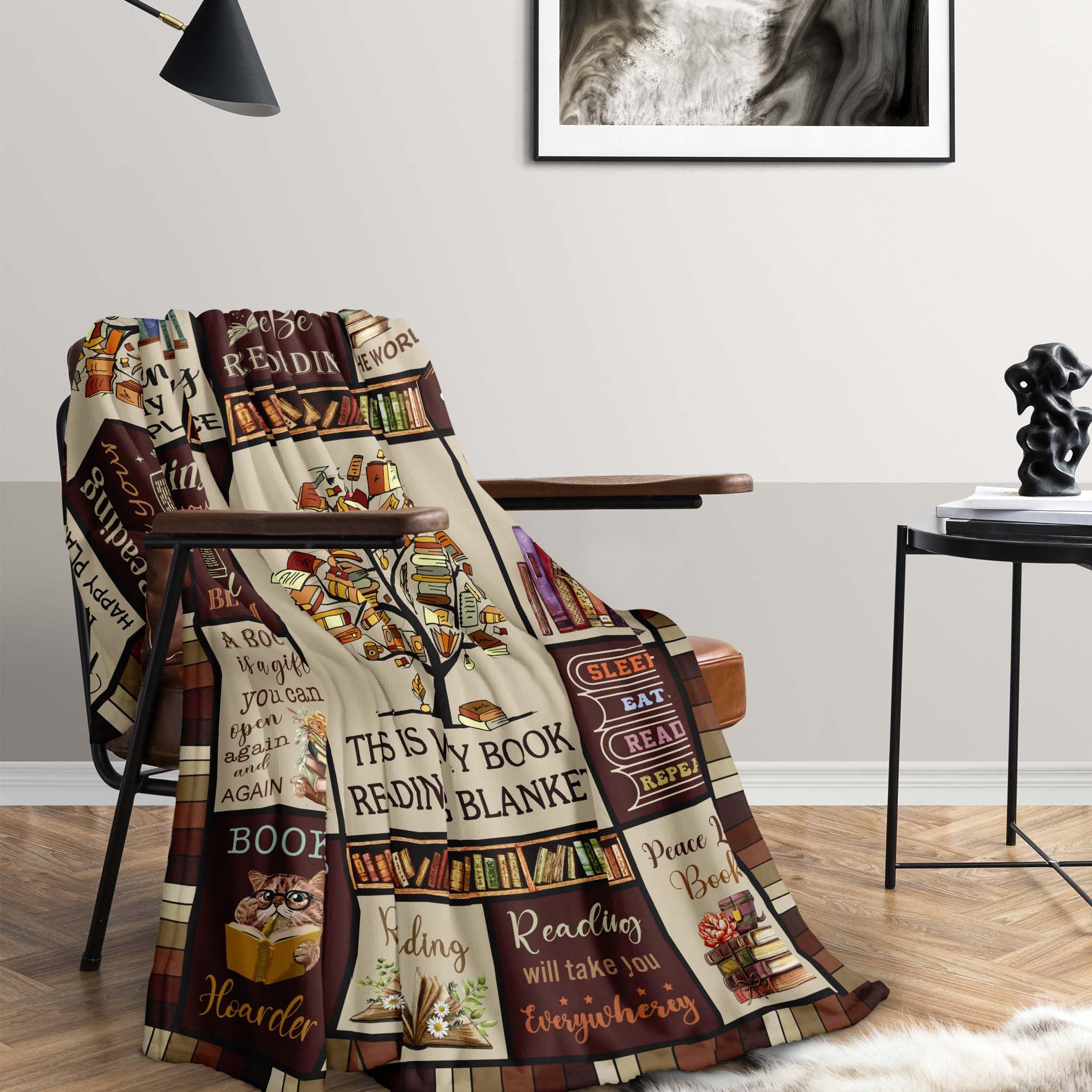 Parcae Book Lover Blanket - Reading Gift for Women/Men, Librarian, Bookish Enthusiasts - 150x130CM, Multicolored - Image 4