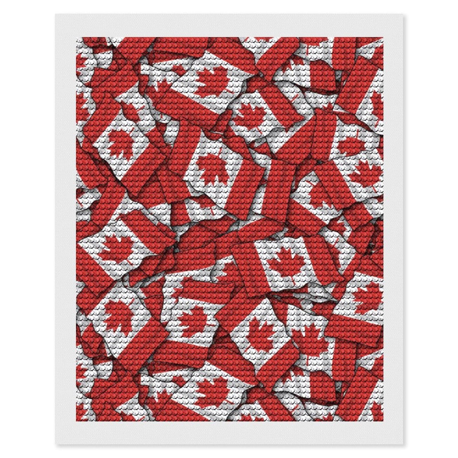 Nclqvjxzkhw Style Canada Flag Diamond Art Painting For Adult Round Diamonds Pictures Arts Crafts Home Wall Decor 16"X20"