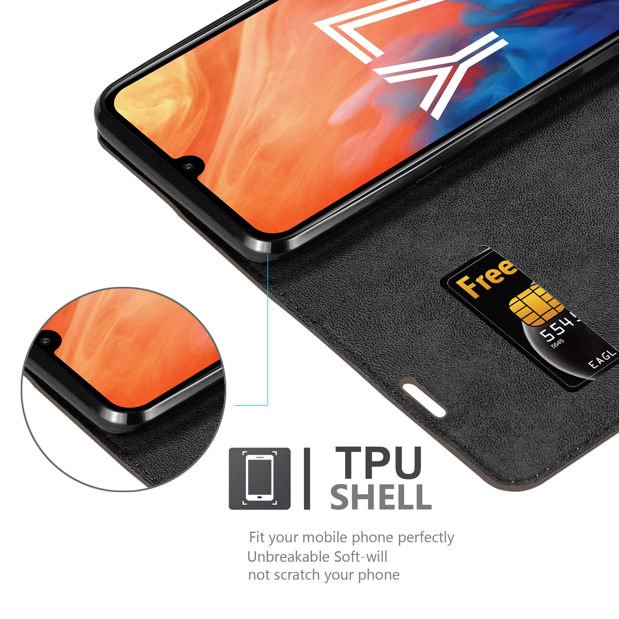 Cadorabo Hülle Für Huawei Y7 2019 / Y7 Prime 2019 | Kunstleder Flip Case Mit Standfunktion & Kartenfach | Rot