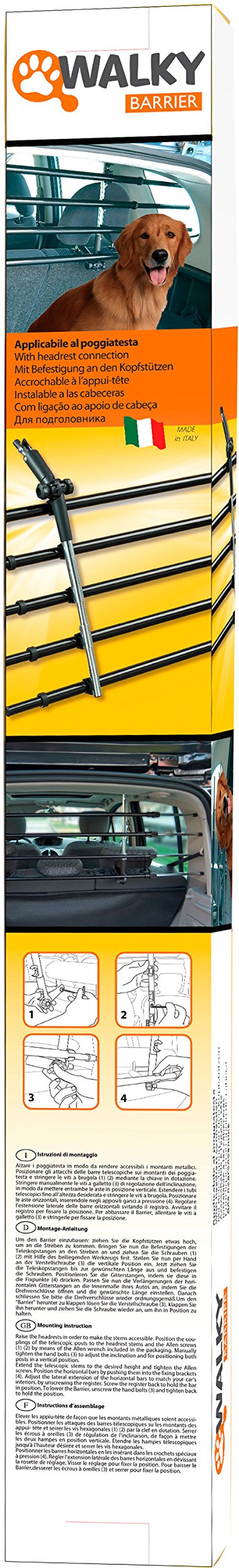dobar 62200 Walky Barrier griglia divisoria Pieghevole per Bagagliaio, per Cani, Adattabile a Qualsiasi Auto, 28–36 x 82–141 cm, Colore Nero