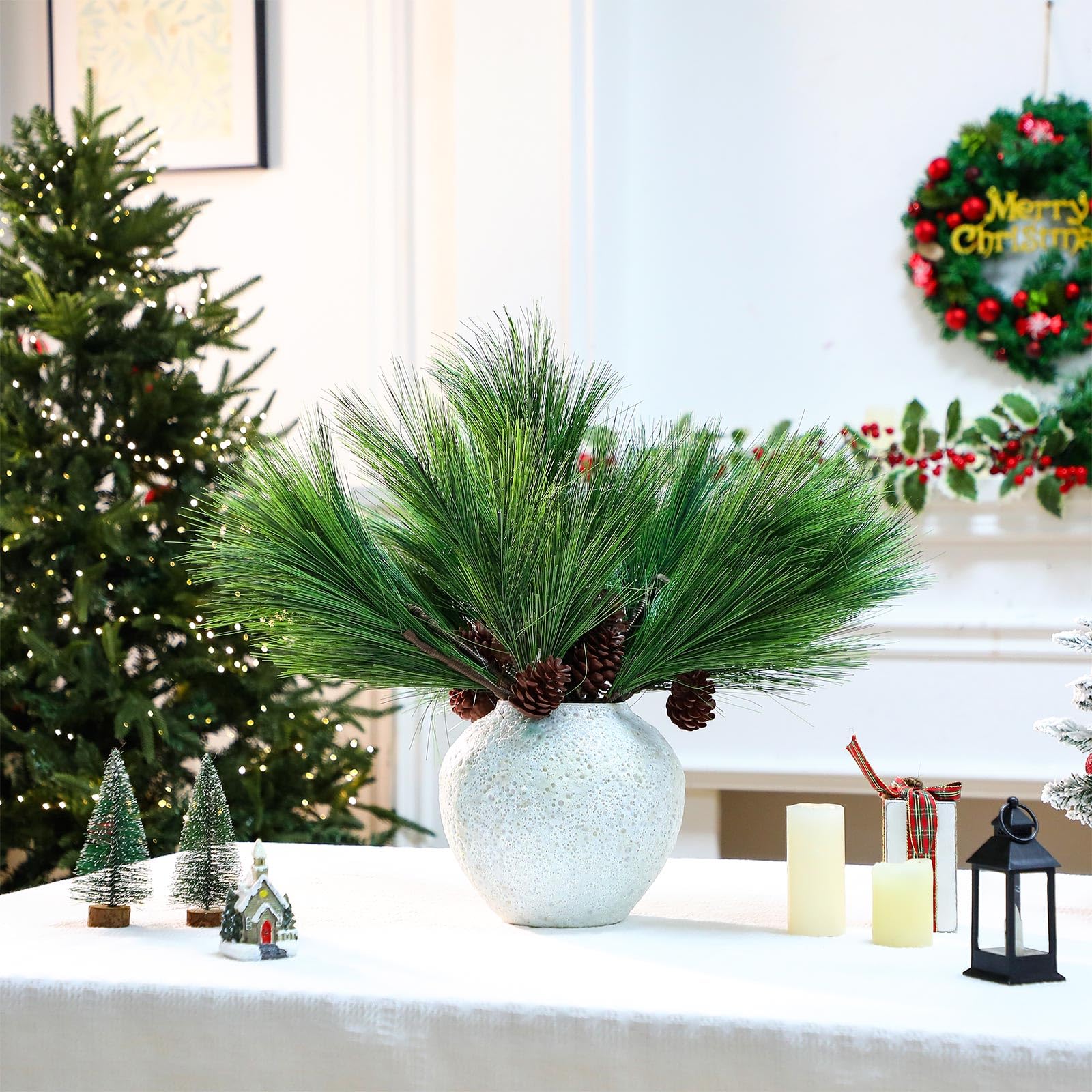 Home & KitchenGiegxin 10 Stück große künstliche Tannennadeln, 45 cm, Weihnachts-Tannenzweige mit Kegel, DIY, Handwerk, künstliche Tannennadeln, Zweige, künstliche grüne Tannenspieße