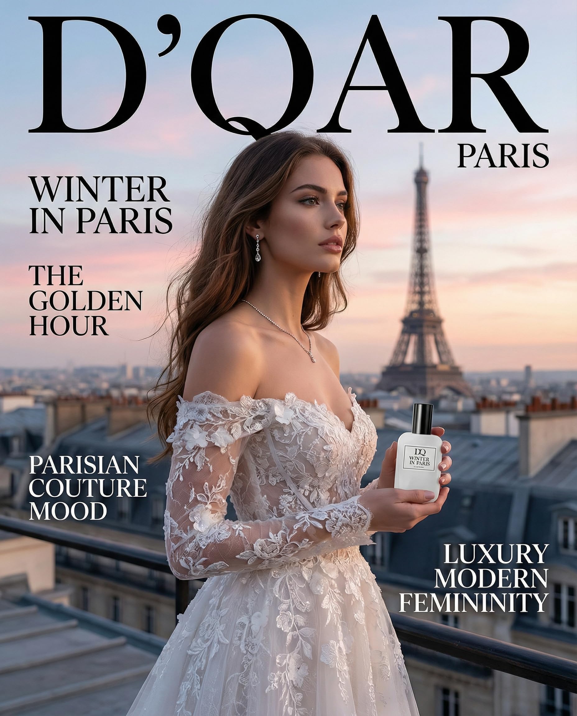D’QAR WINTER IN PARIS | Eau de Parfum Damen – Pudriger Damenduft mit Kirschblüte, Iris & Moschus – Cremig, clean & elegant – 50 ml