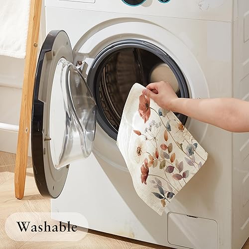 Miniatura 4 de LilyCat Manteles individuales de tela de lino, impermeables, duraderos, bohemios, para cocina, rústico, vintage, lavables, juego de 4, 18 x 12