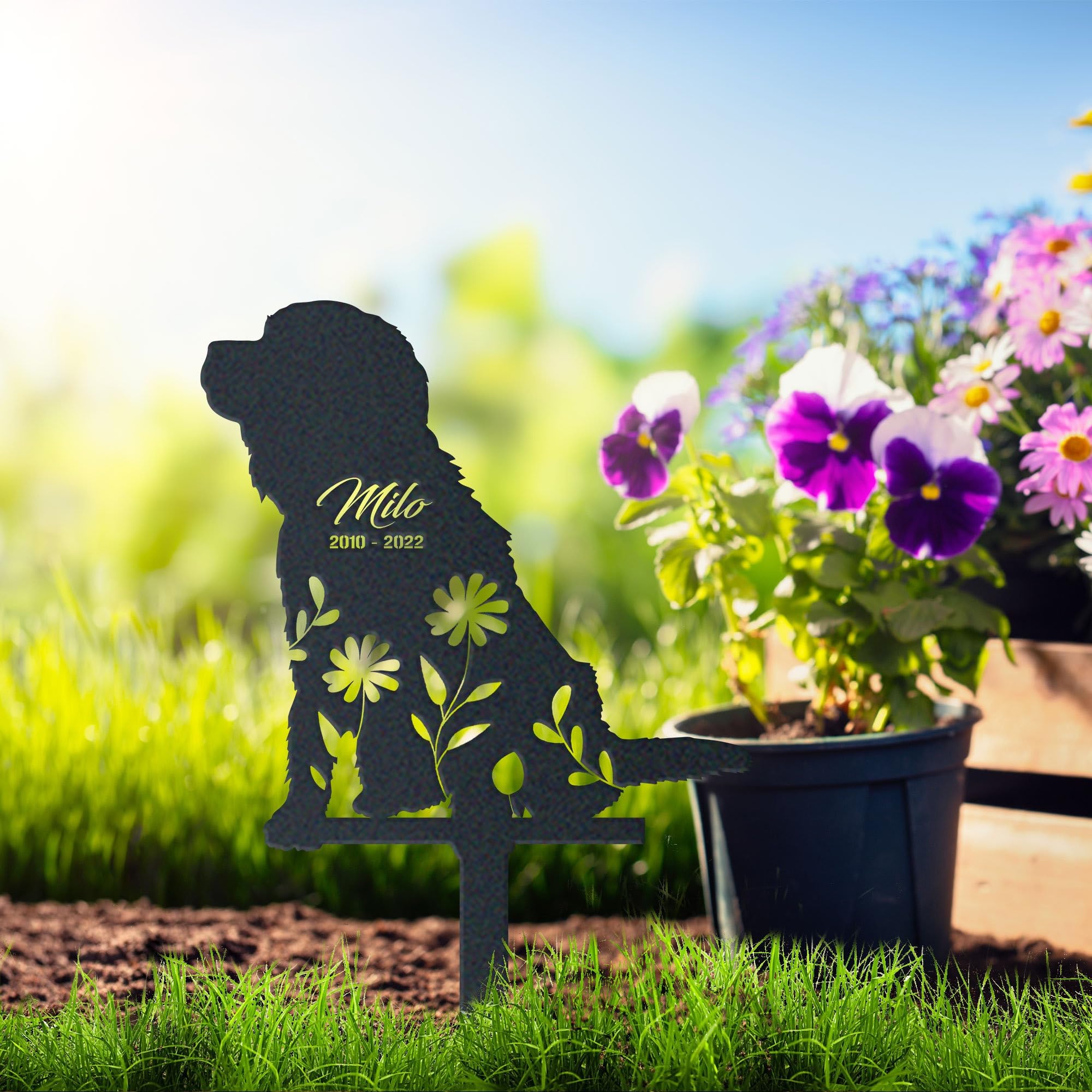 WEIYALIY Personalised Dog Memorial Gift, Cavalier Dog Memorial Plaques, Metal Garden Decor, Custom Name Sign, Pet Grave Marker for Dogs, Headstone, Pet Bereavement Gifts, Remembrance Plaque